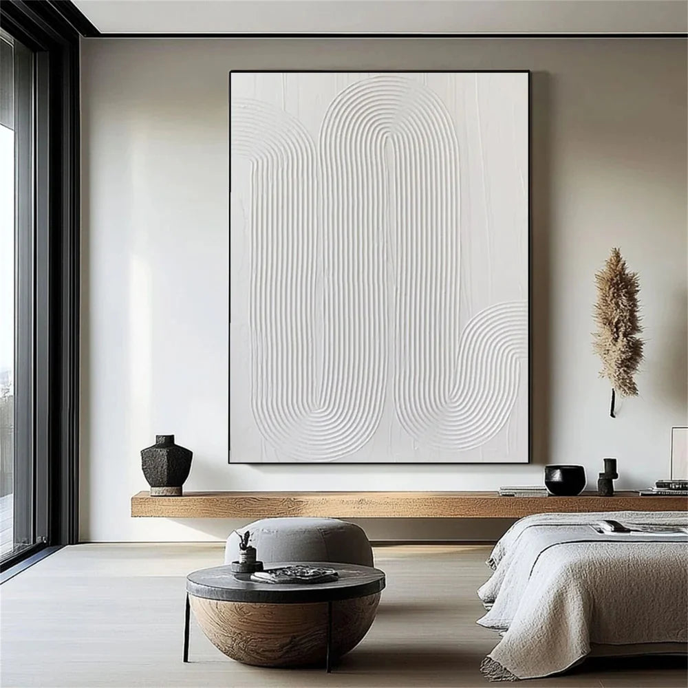 White Minimalist Textured Canvas #MT109
