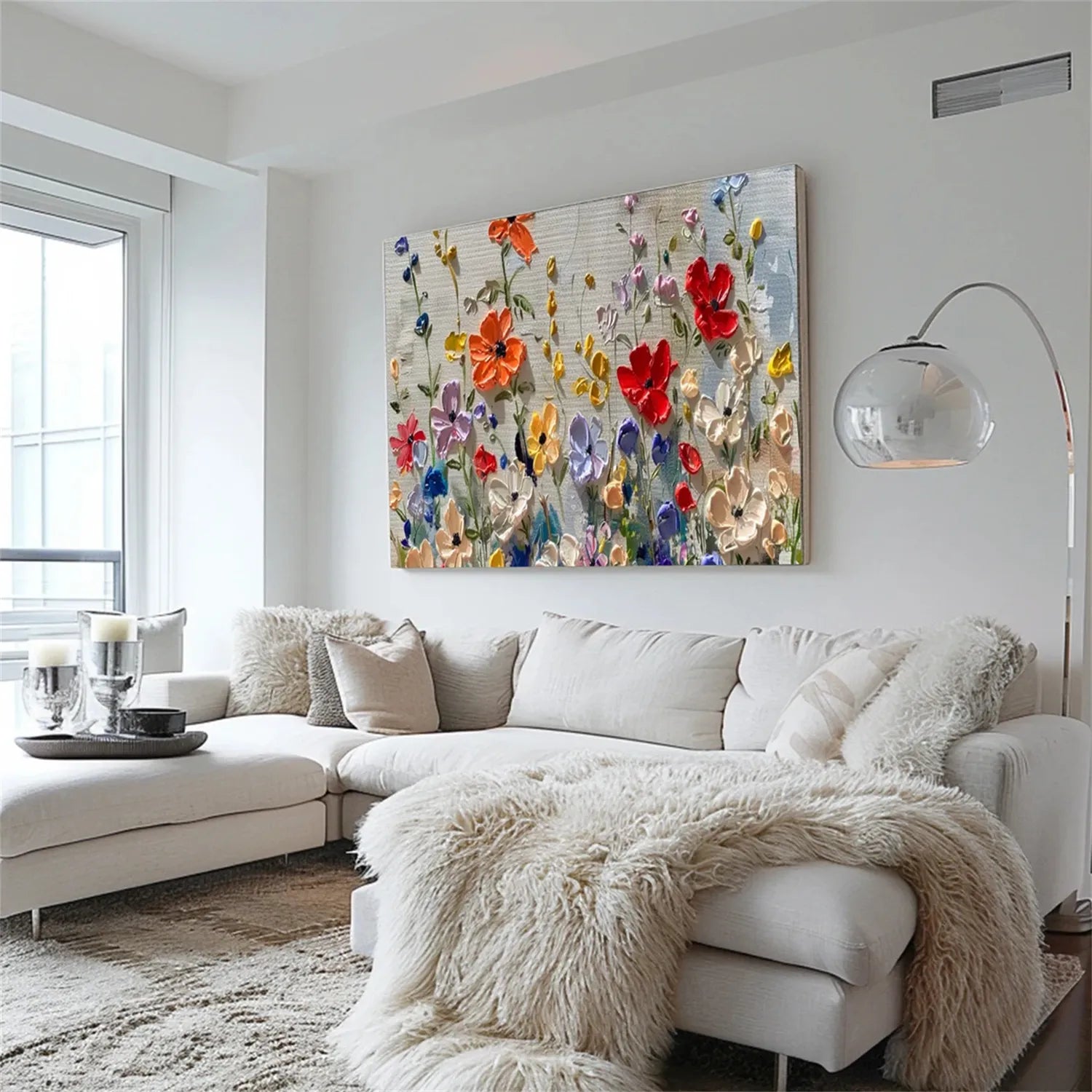 Colorful Flower Textured Painting Canvas #FP006