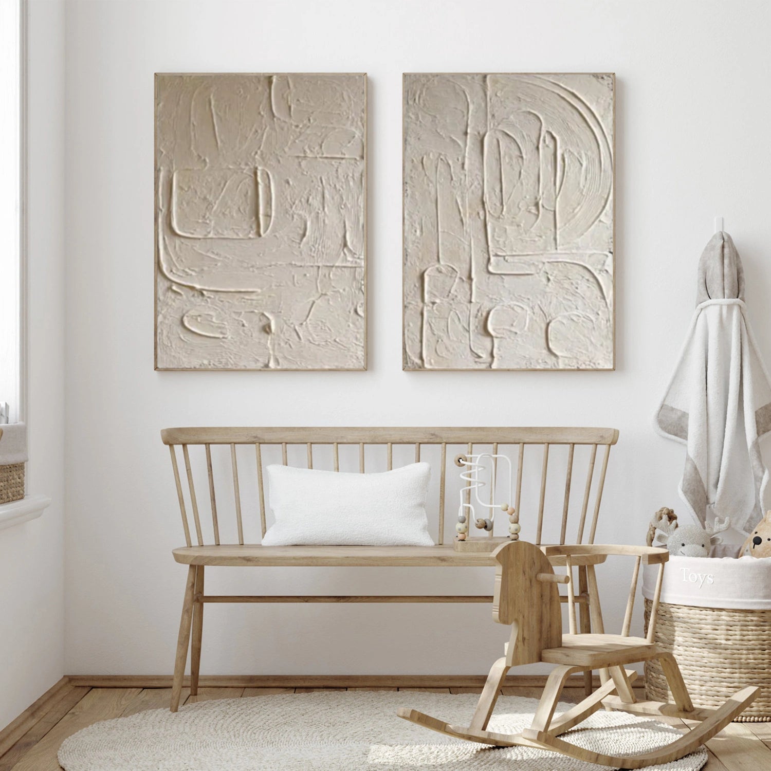Beige Minimalist Textured Canvas Art Set of 2 #MT134