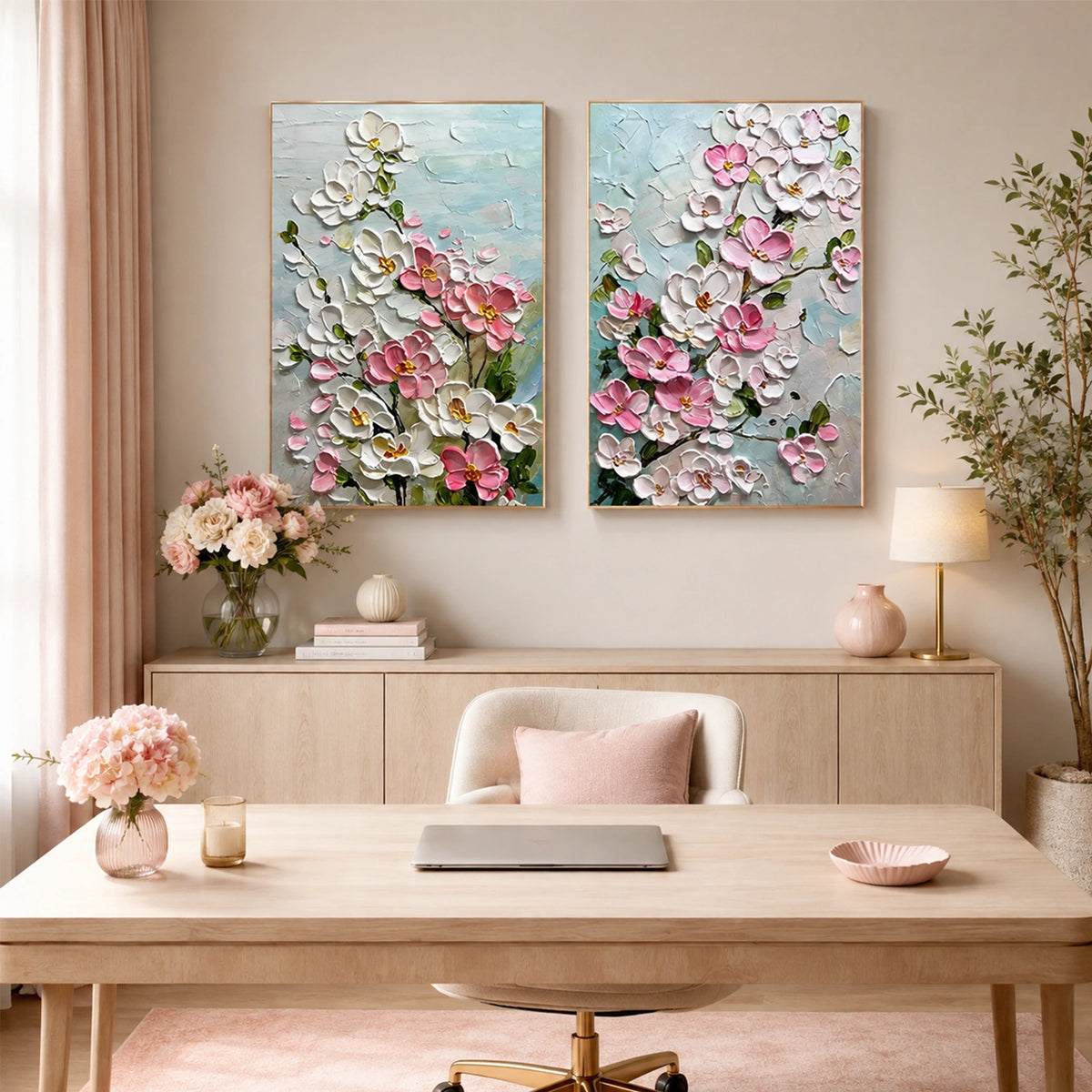 Flower Abstract Textured Wall Art Set of 2 #FP212