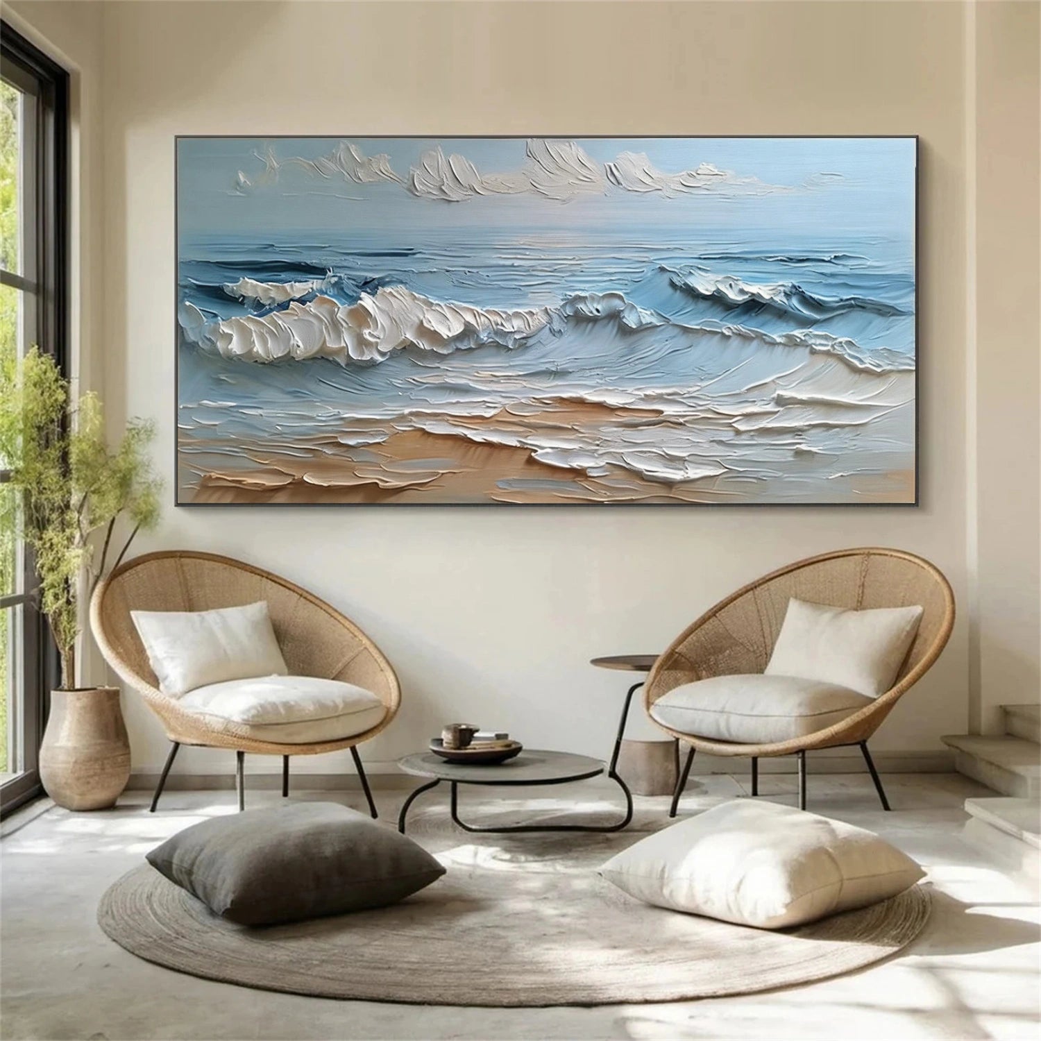 Ocean And Sky Abstract Textured Wall Art #OS154