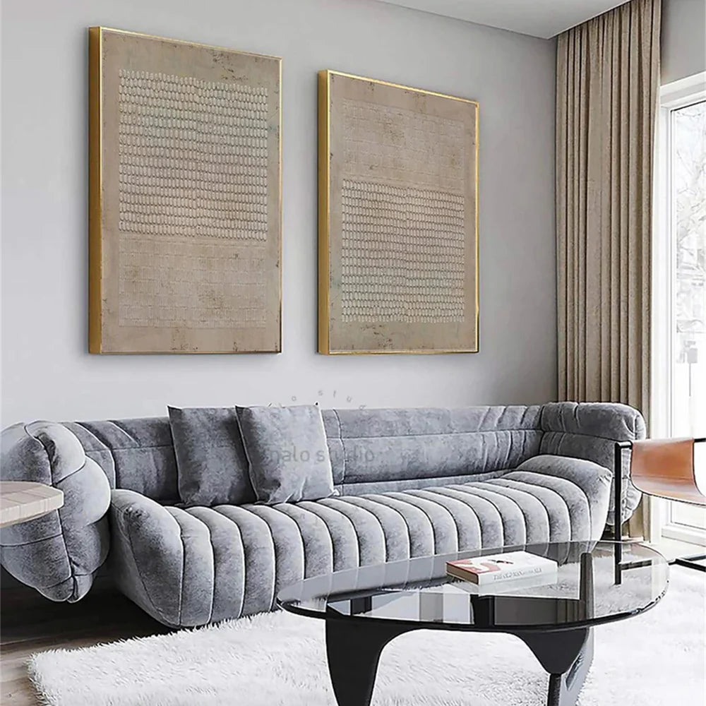 Beige Wabi Sabi Texture Canvas Art Set of 2 #WS004