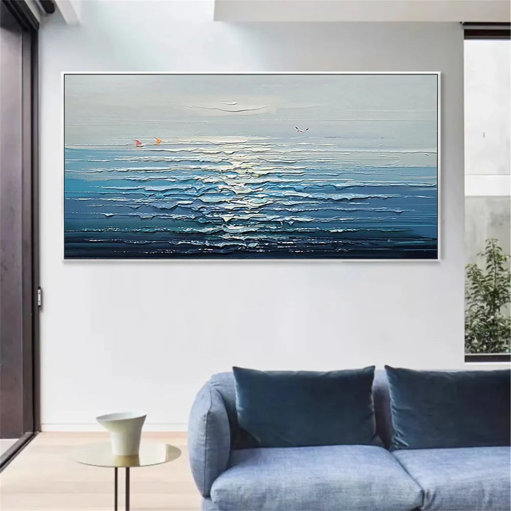 Ocean And Sky Textured Painting Canvas #OS018