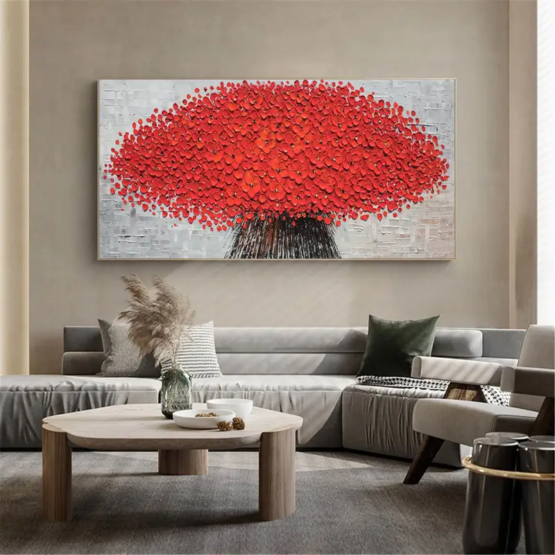 Flower And Tree Textured Painting Canvas #FT002