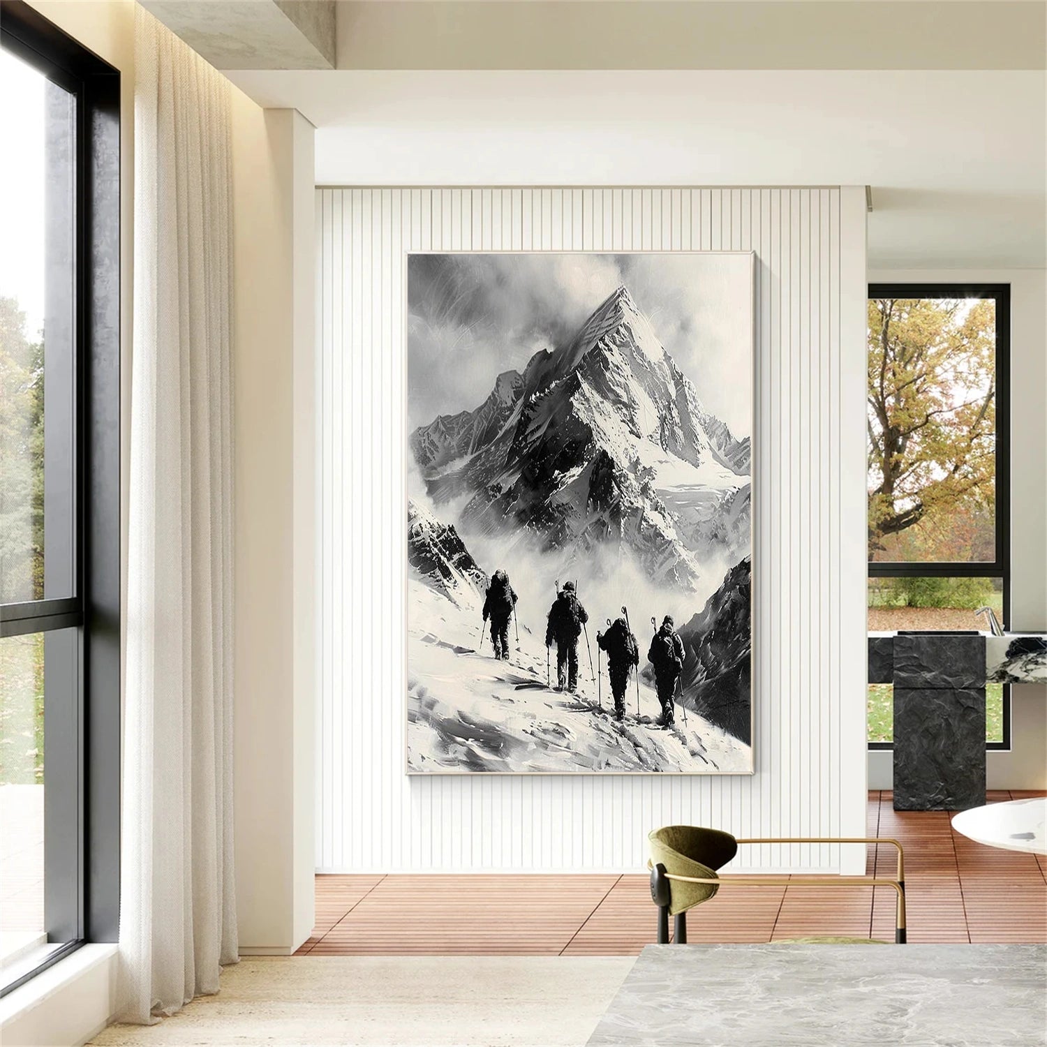 Black and White Minimalist Mountain Canvas Art #MO031