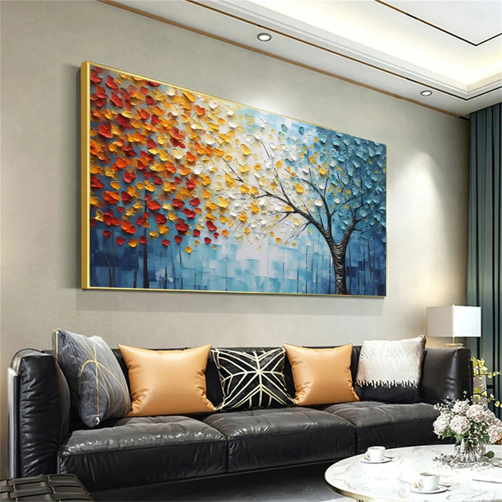 Flower And Tree Textured Painting Canvas #FT006