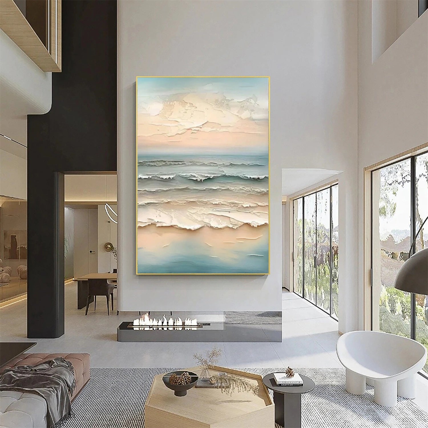 Ocean And Sky Abstract Textured Wall Art #OS057
