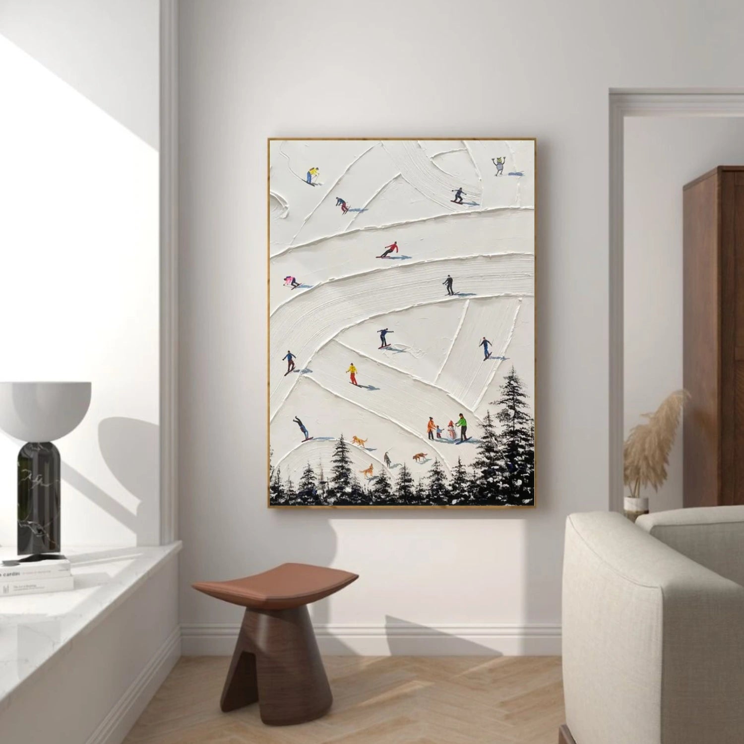 Skiing Sport Textured Wall Art #MS062