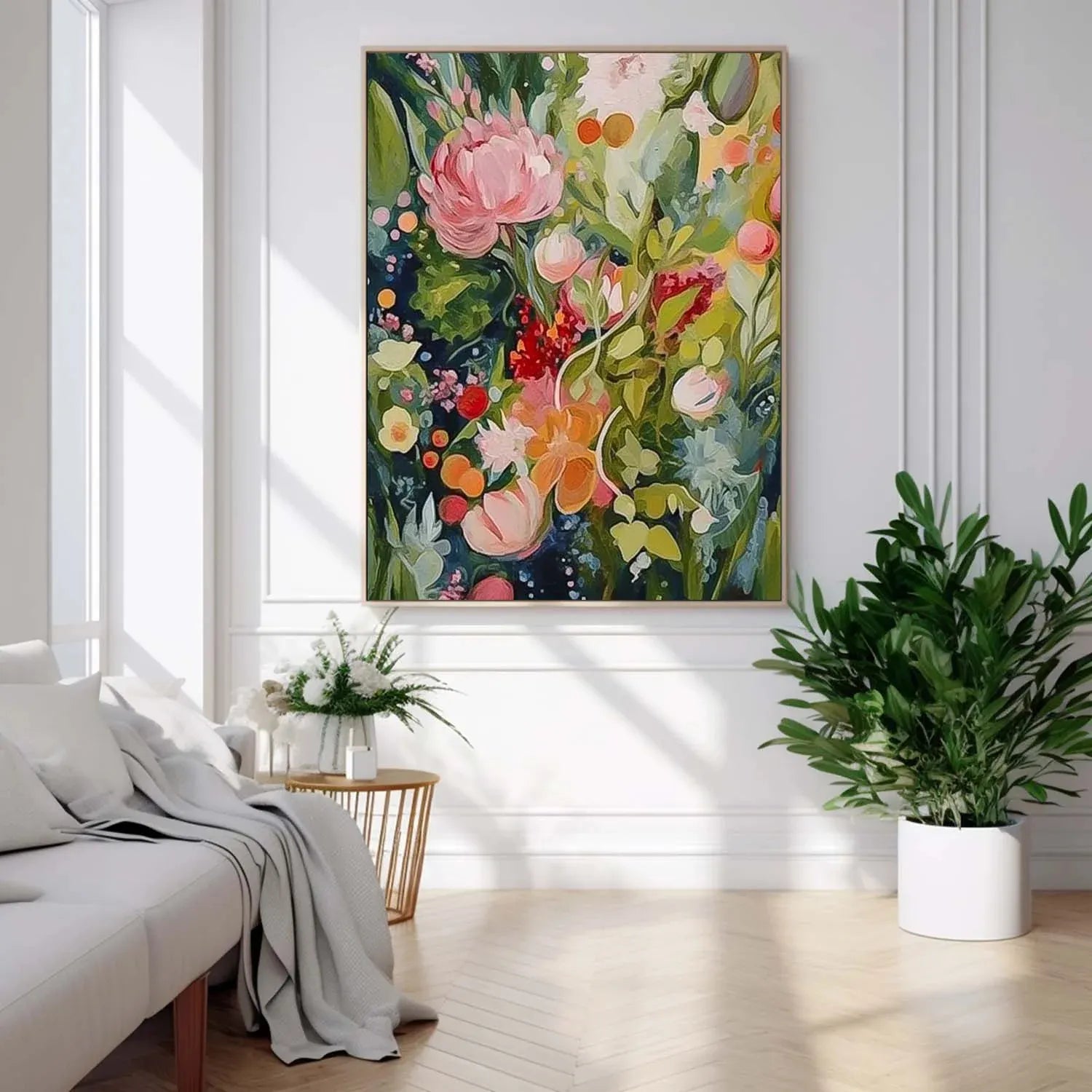 Colorful  Flower Textured Painting Canvas #FP026