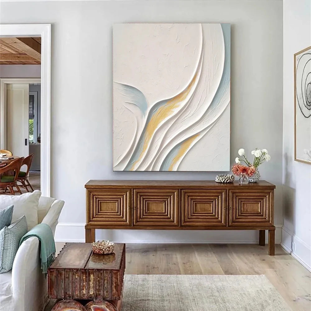 White Minimalist Textured Painting Canvas #MT091