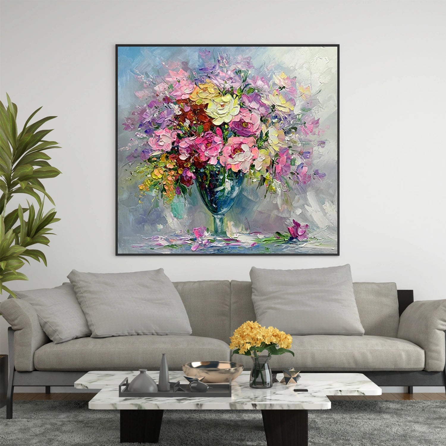 Colorful Flower Abstract Textured Wall Art #FP116