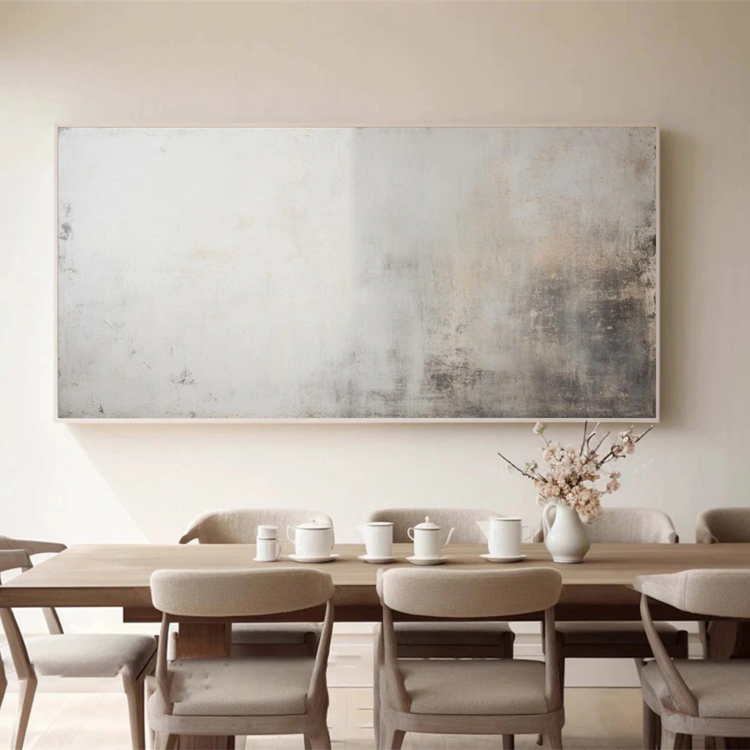 White and Gray Abstract Canvas Wall art #AP218