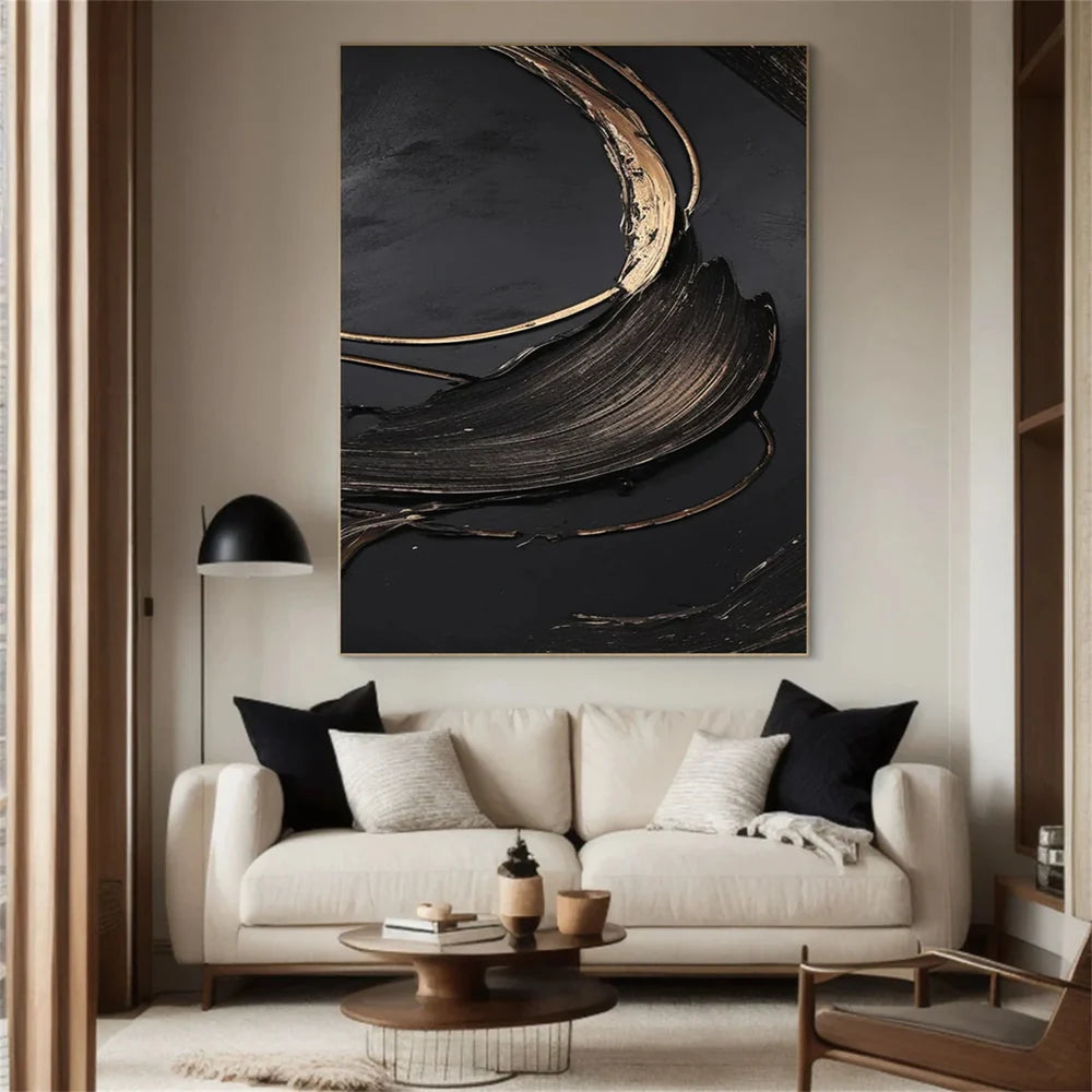 Black Minimalist Textured Canvas #MT086