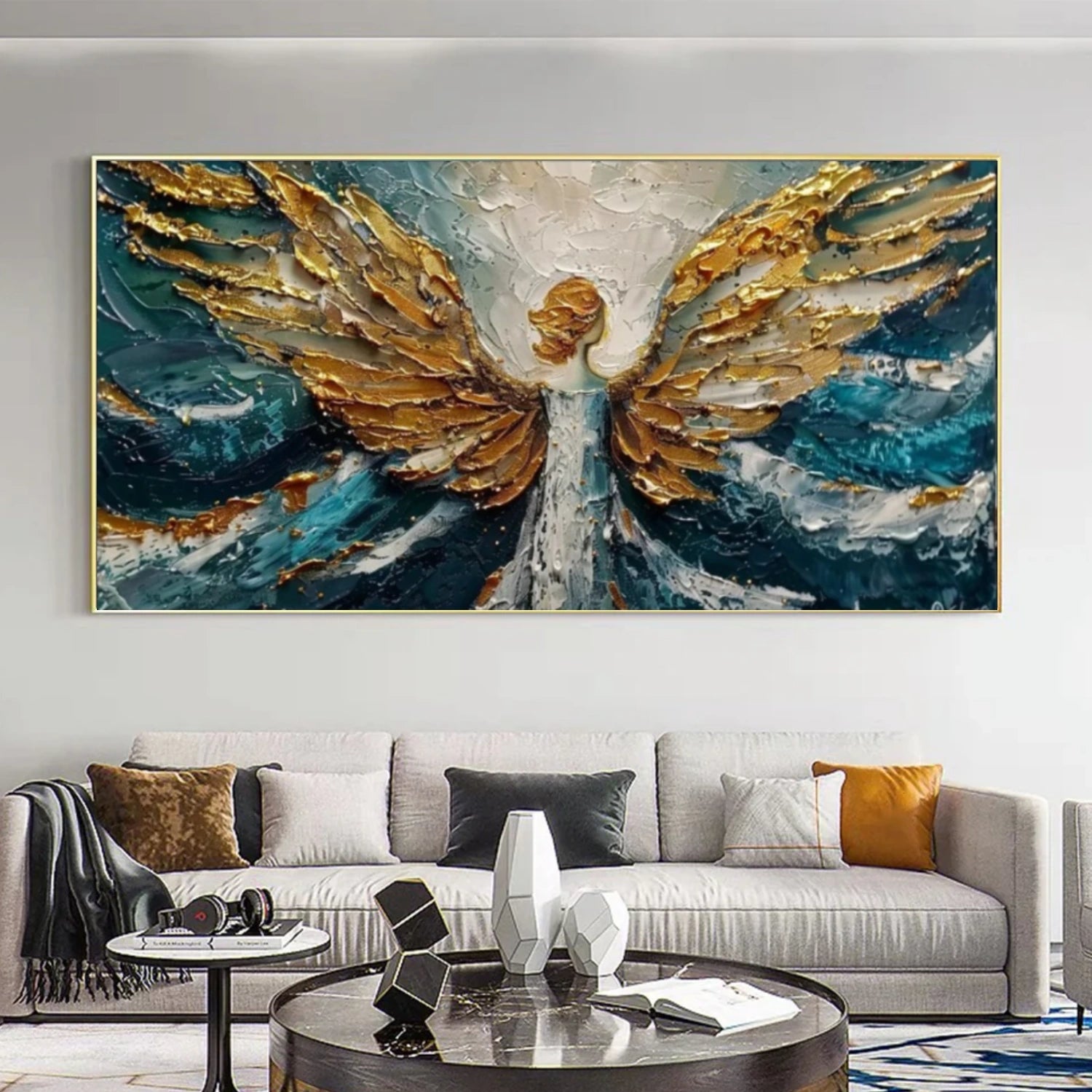 Abstract Angel Portrait Textured Canvas Art #AE132