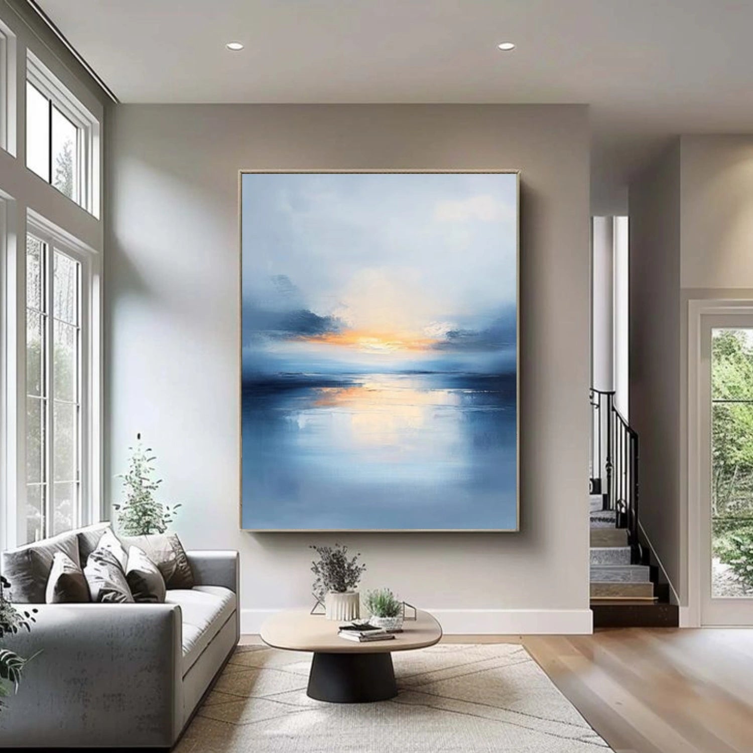 Ocean And Sky Abstract Textured Wall Art #OS143