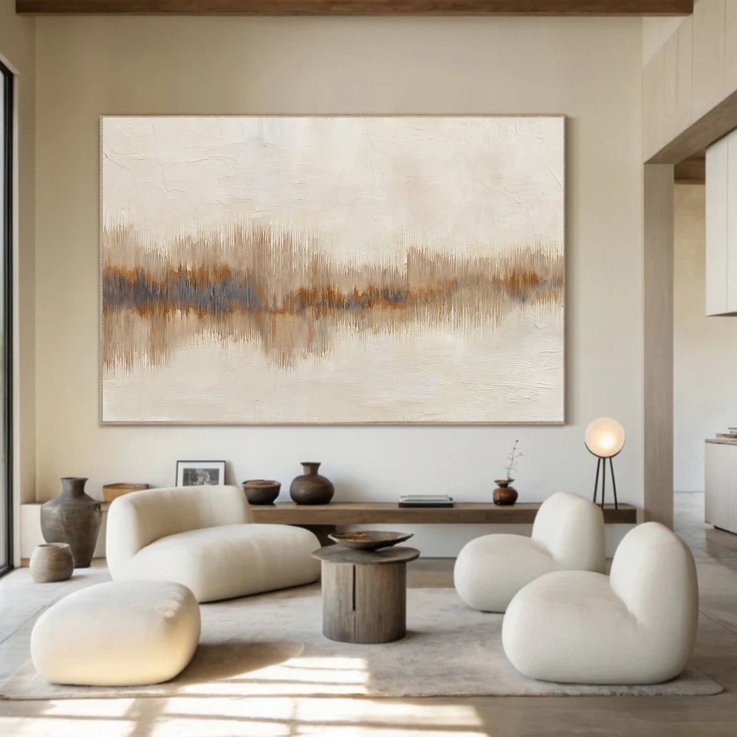 Beige and Brown Abstract Canvas Wall Art #AP316