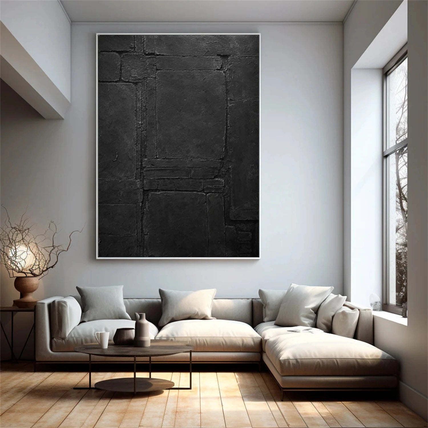 Black Minimalist Canvas Art #MT142