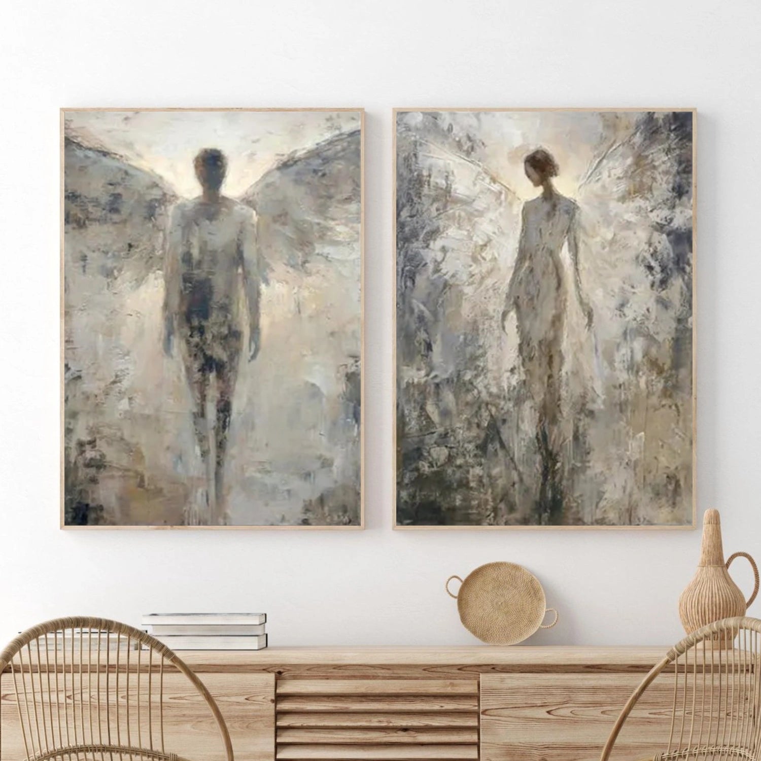 Abstract Angel Portrait Canvas Art Set of 2 #AE134