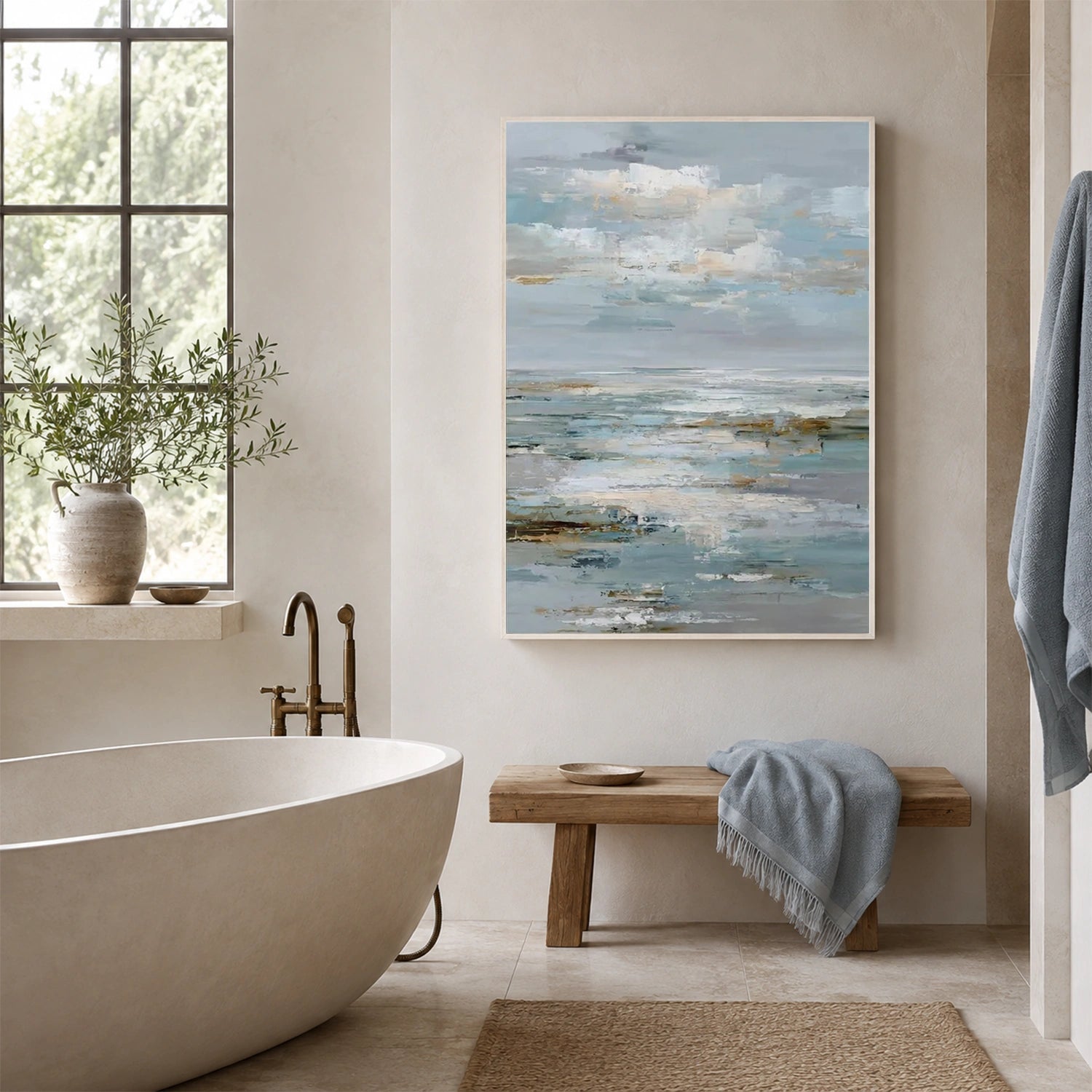 Ocean And Sky Abstract Textured Wall Art #OS202