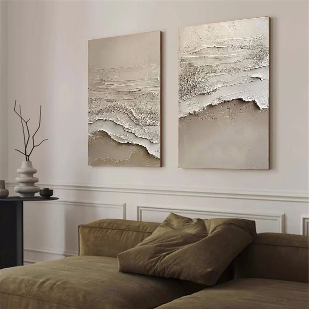 Ocean and Sky Textured Painting Canvas Set of 2 #OS033