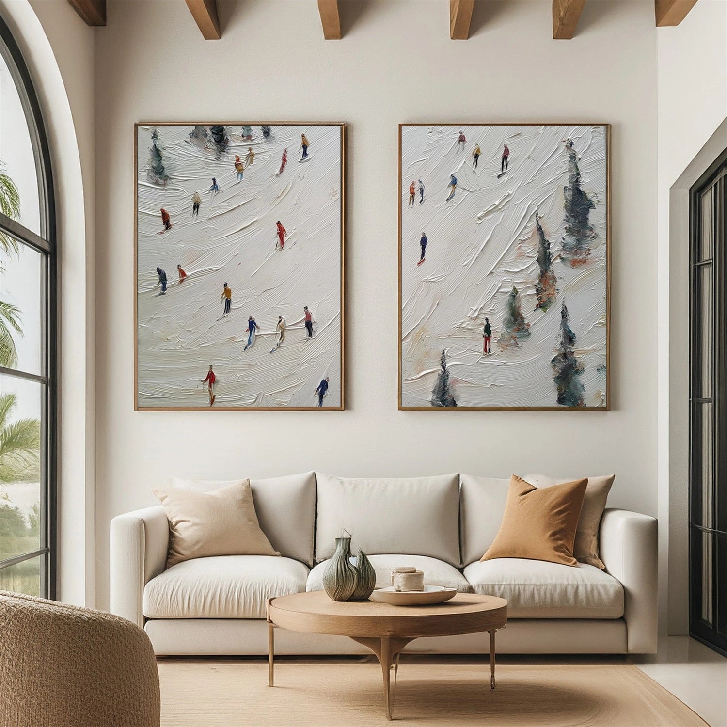 Skiing Sport Textured Wall Art Set of 2 #MS088