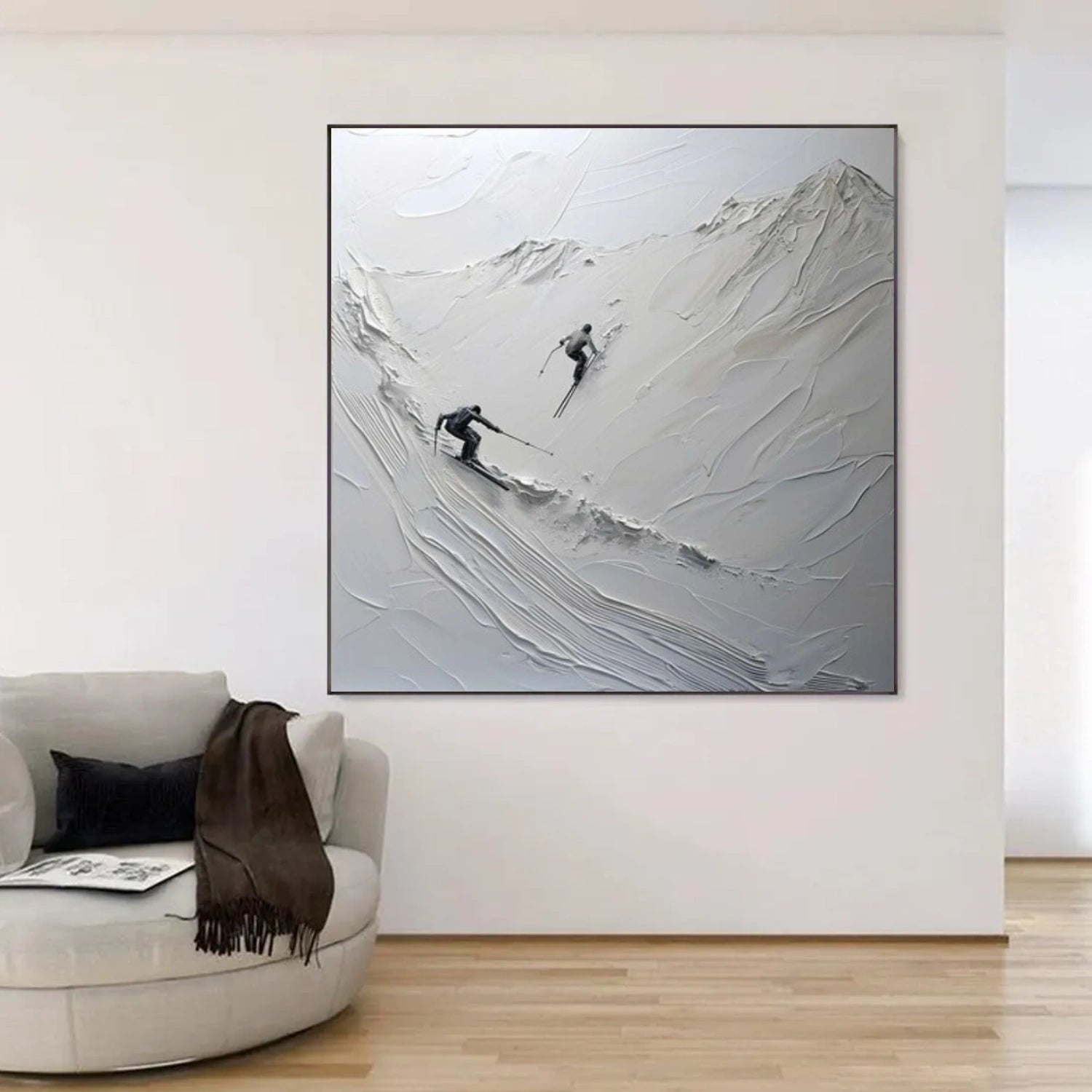 Skiing Sport Textured Wall Art #MS068