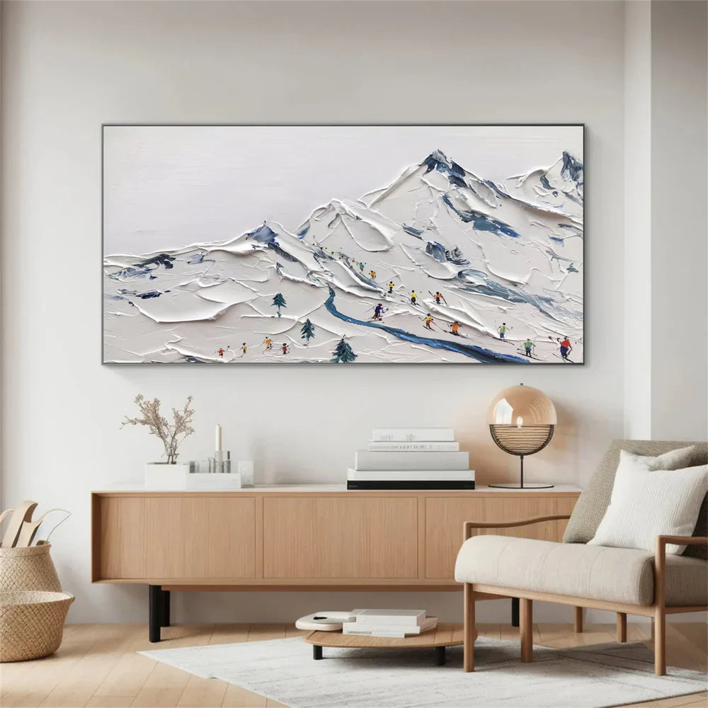 Skiing Sports Textured Painting Canvas #MS003