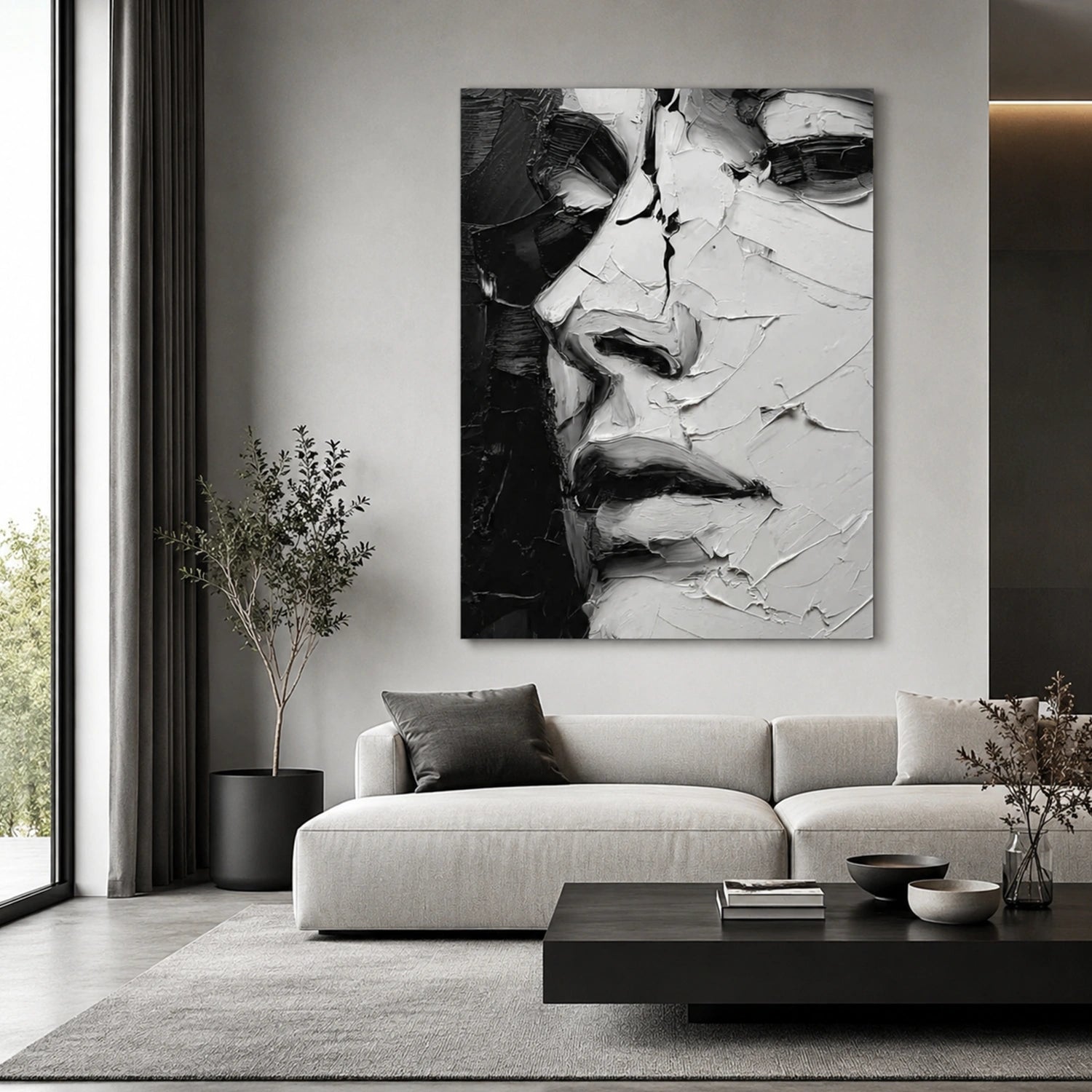 Abstract Portrait Textured Canvas Art #AE157