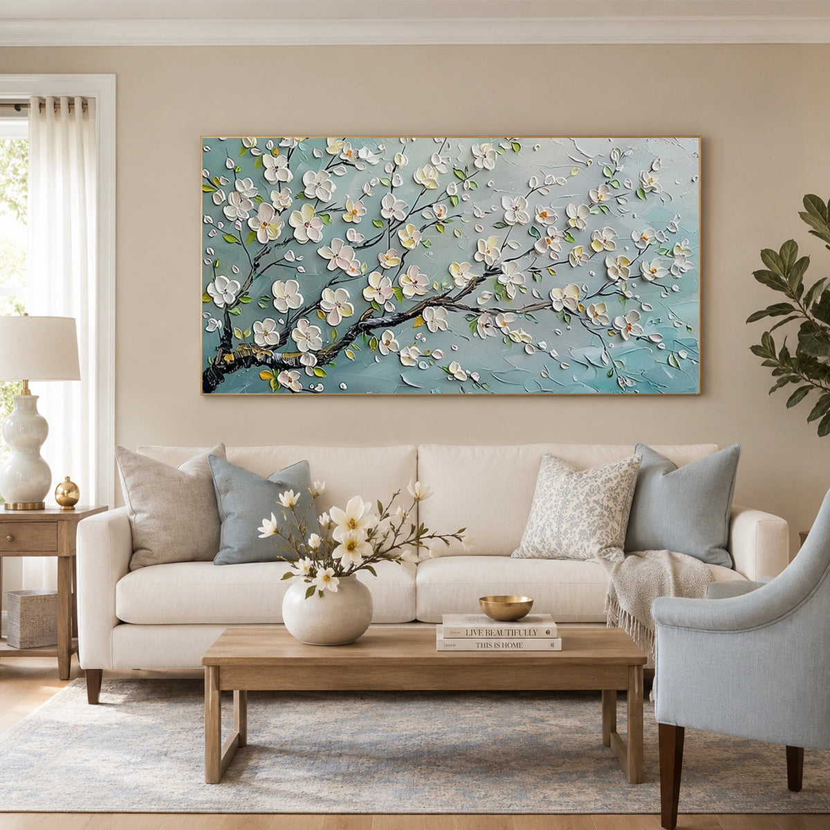 Flower And Tree Abstract Textured Painting Canvas #FT014