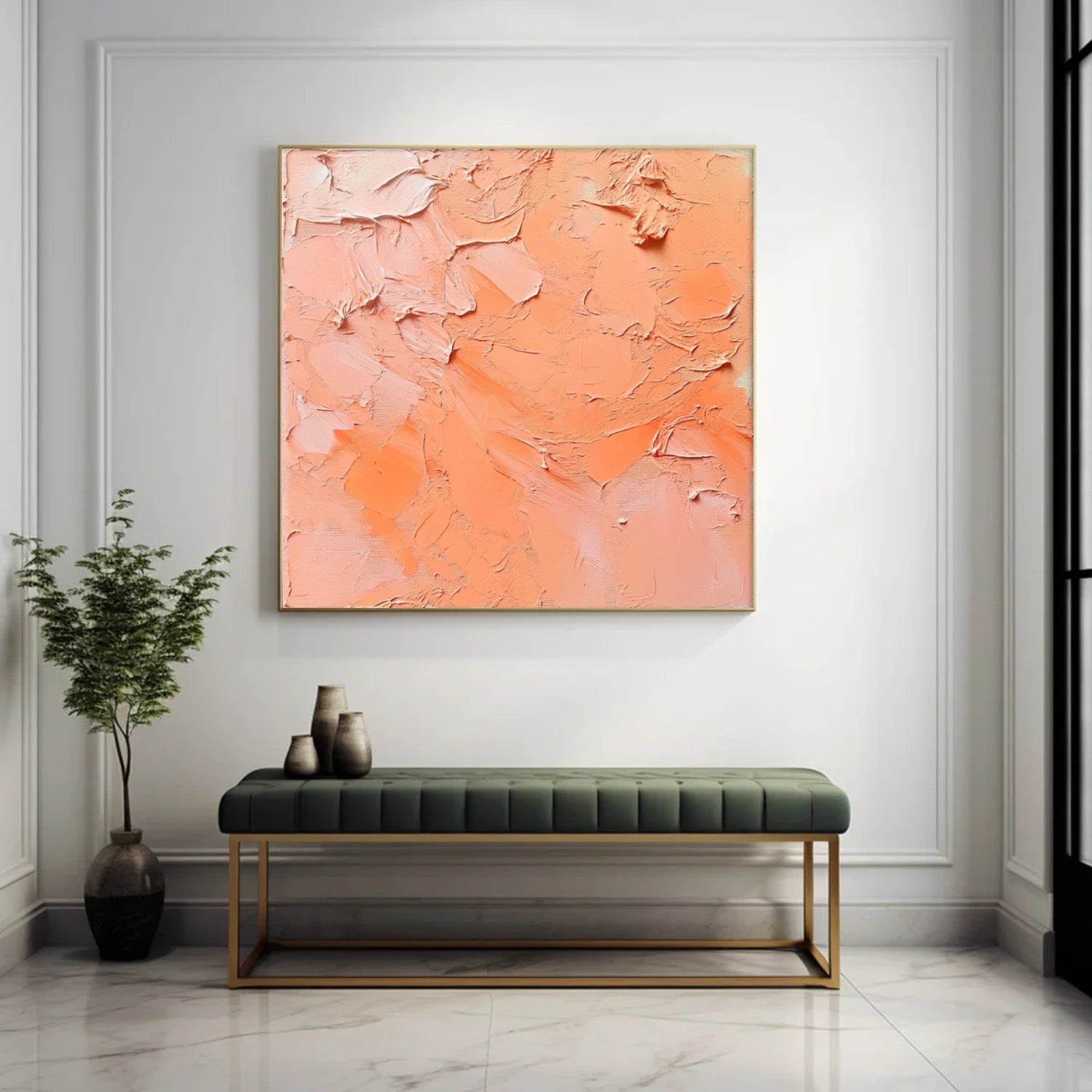 Orange and Pink Minimalist Textured Canvas Art #MT157