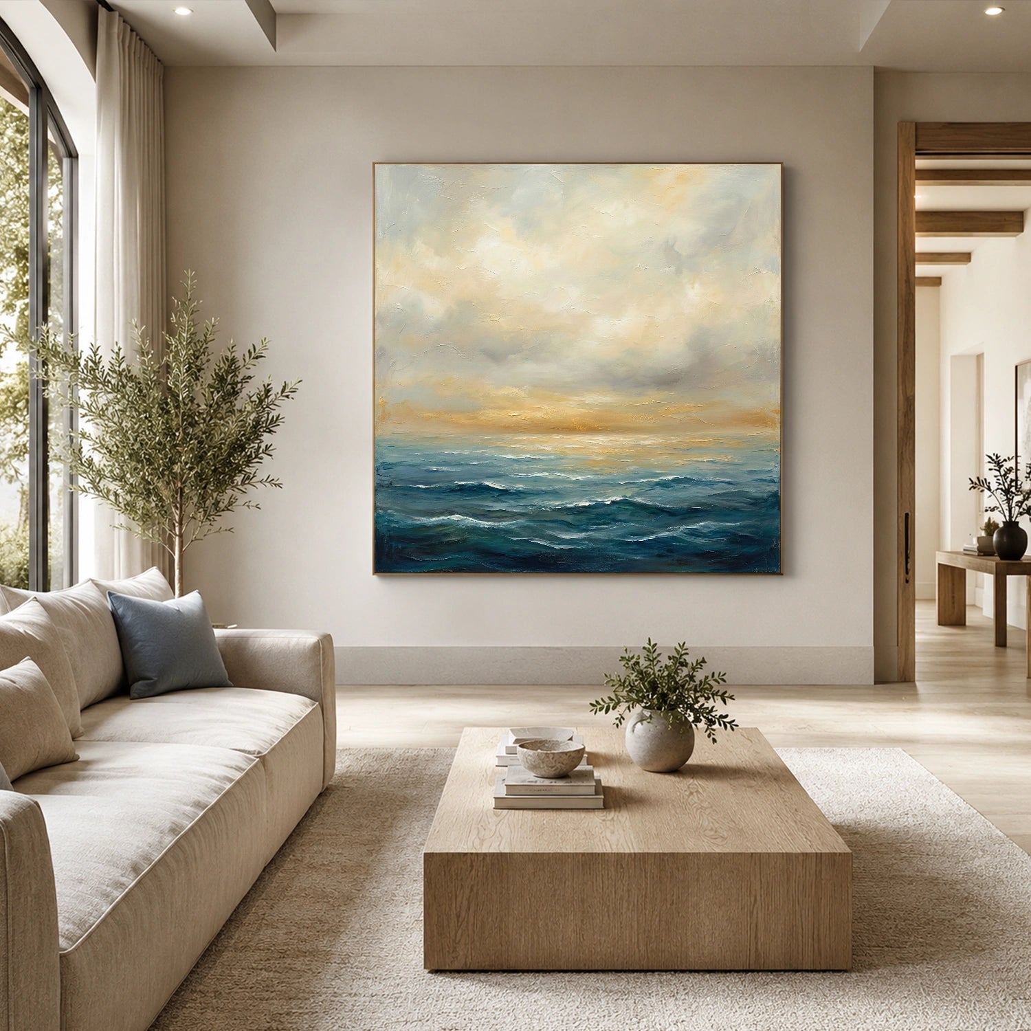 Ocean And Sky Abstract Textured Wall Art #OS175