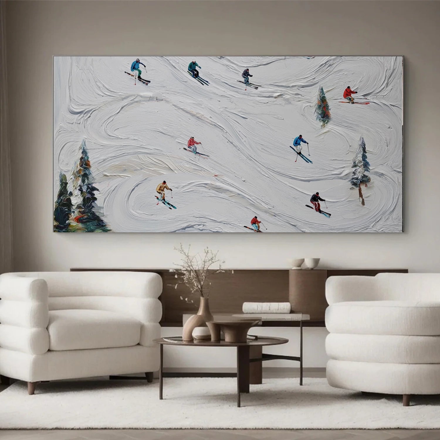 Skiing Sport Textured Wall Art #MS077