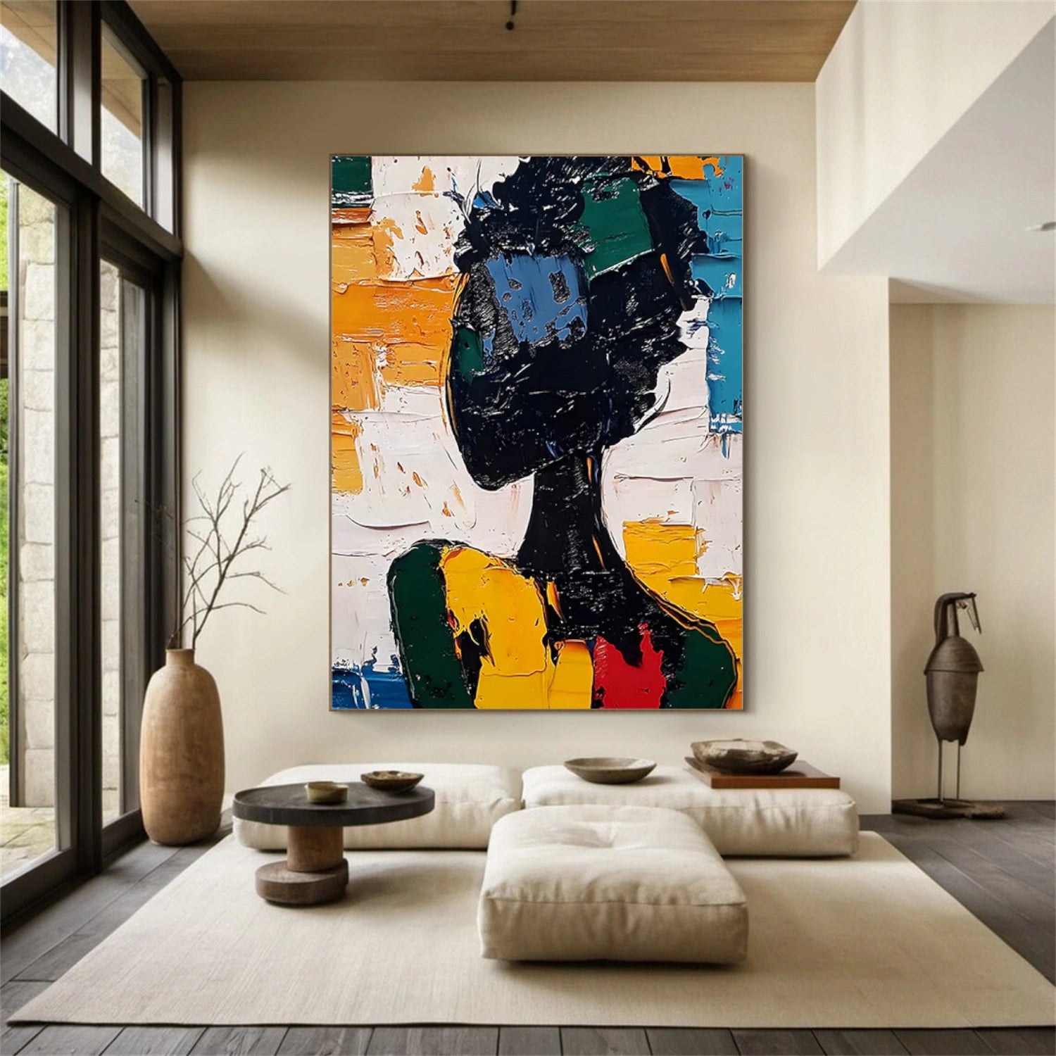 Abstract Portrait Textured Canvas Art #AE045
