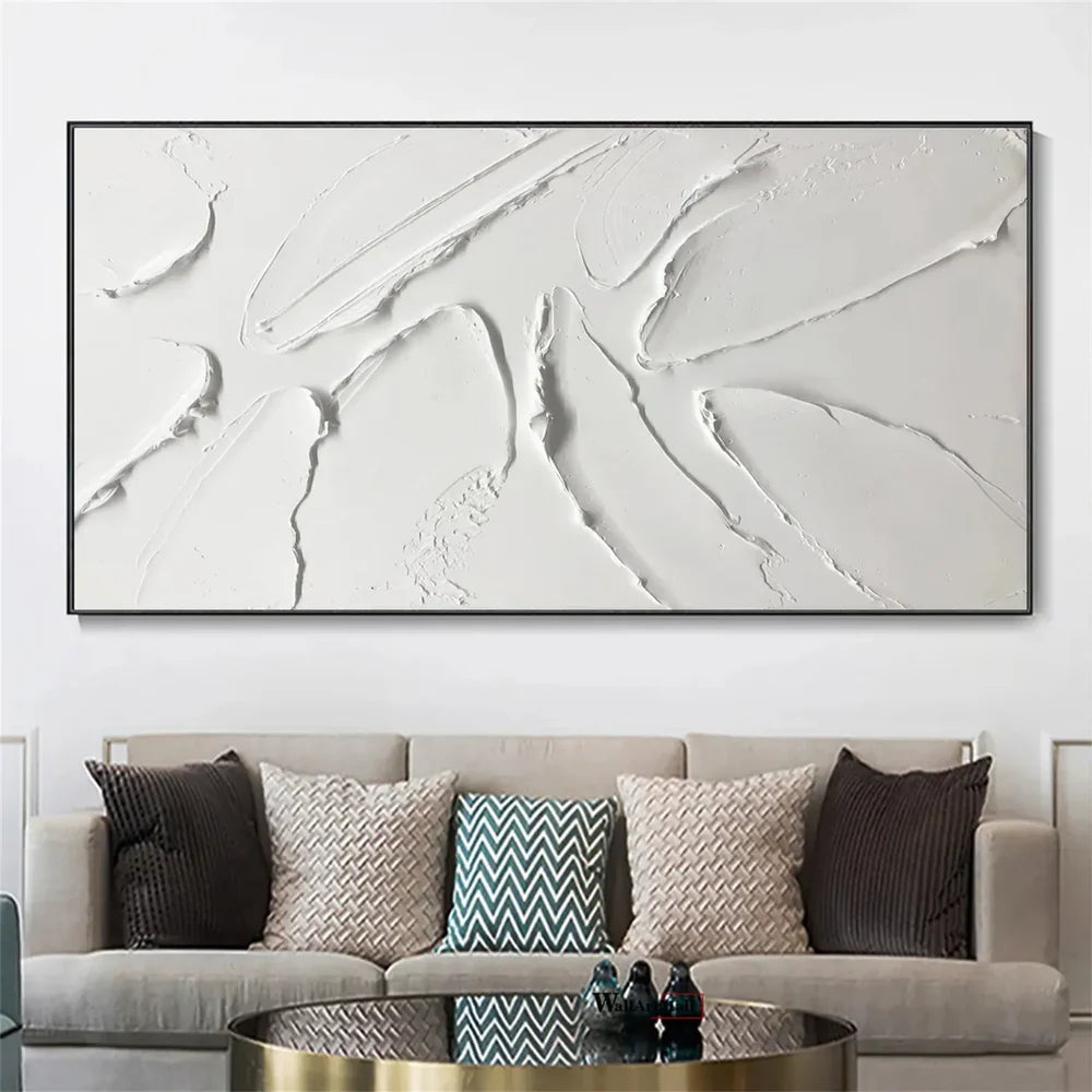 White Minimalist Textured Canvas #MT095