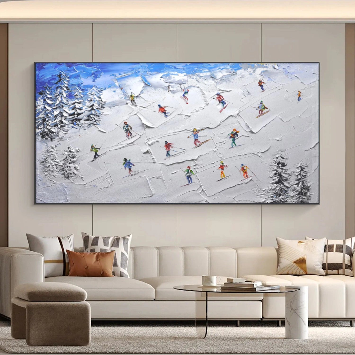 Skiing Sport Textured Wall Art #MS058