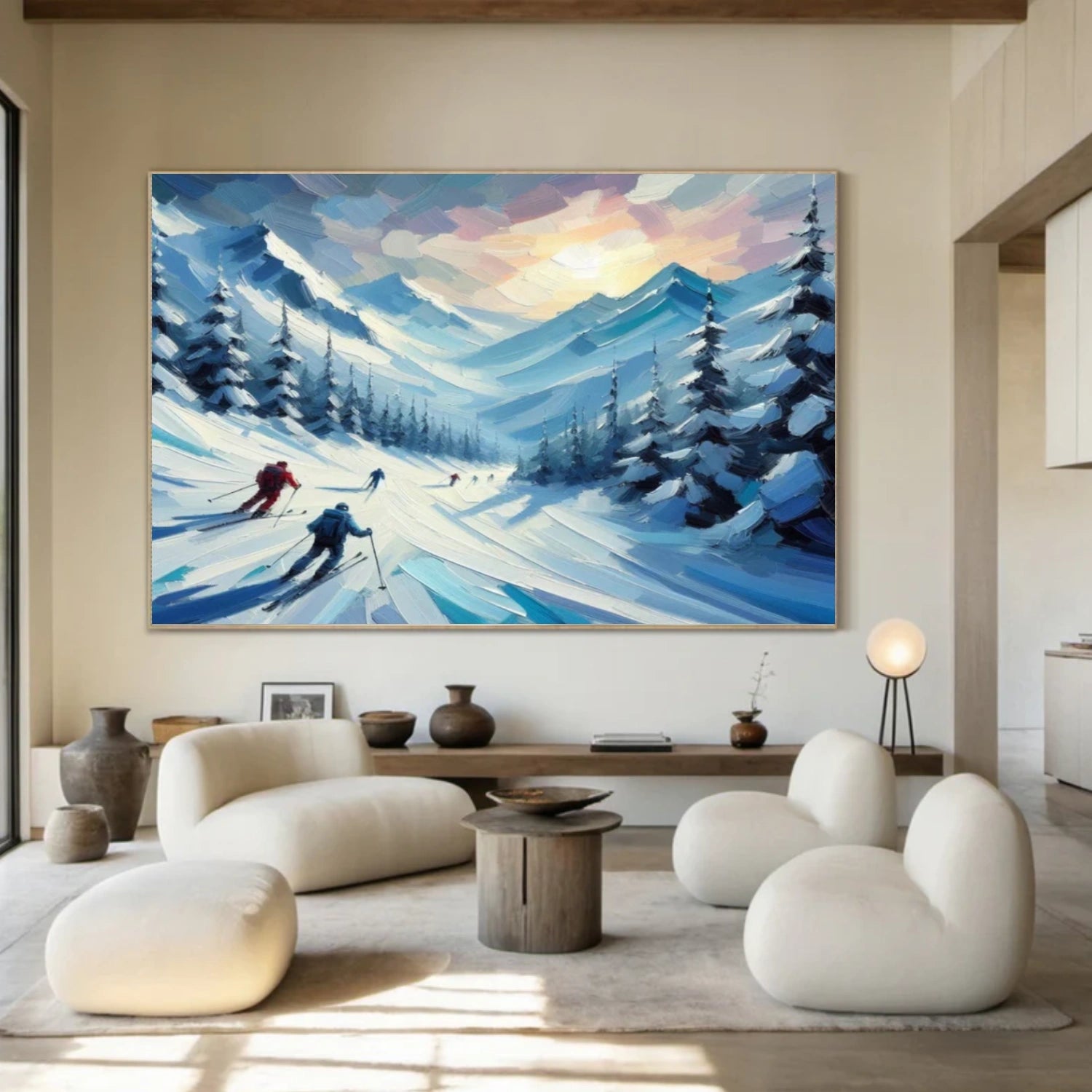 Skiing Sport Textured Wall Art #MS054