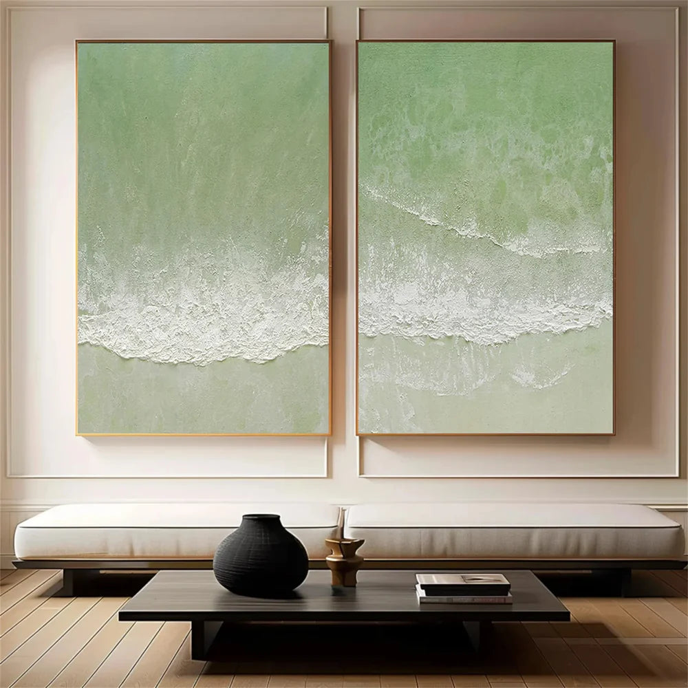 Ocean and Sky Textured Painting Canvas Set of 2 #OS031