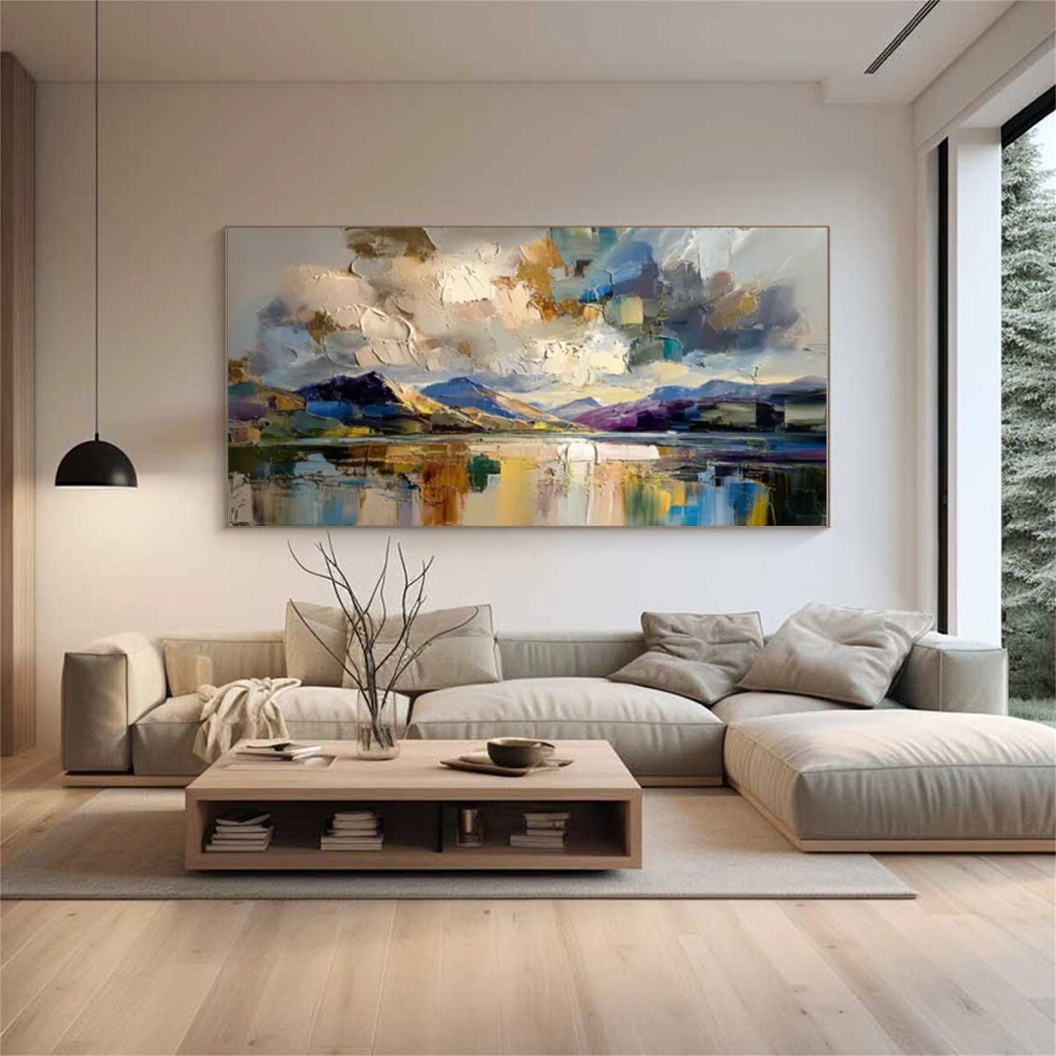 Colorful Ocean And Sky Abstract Textured Wall Art #OS099