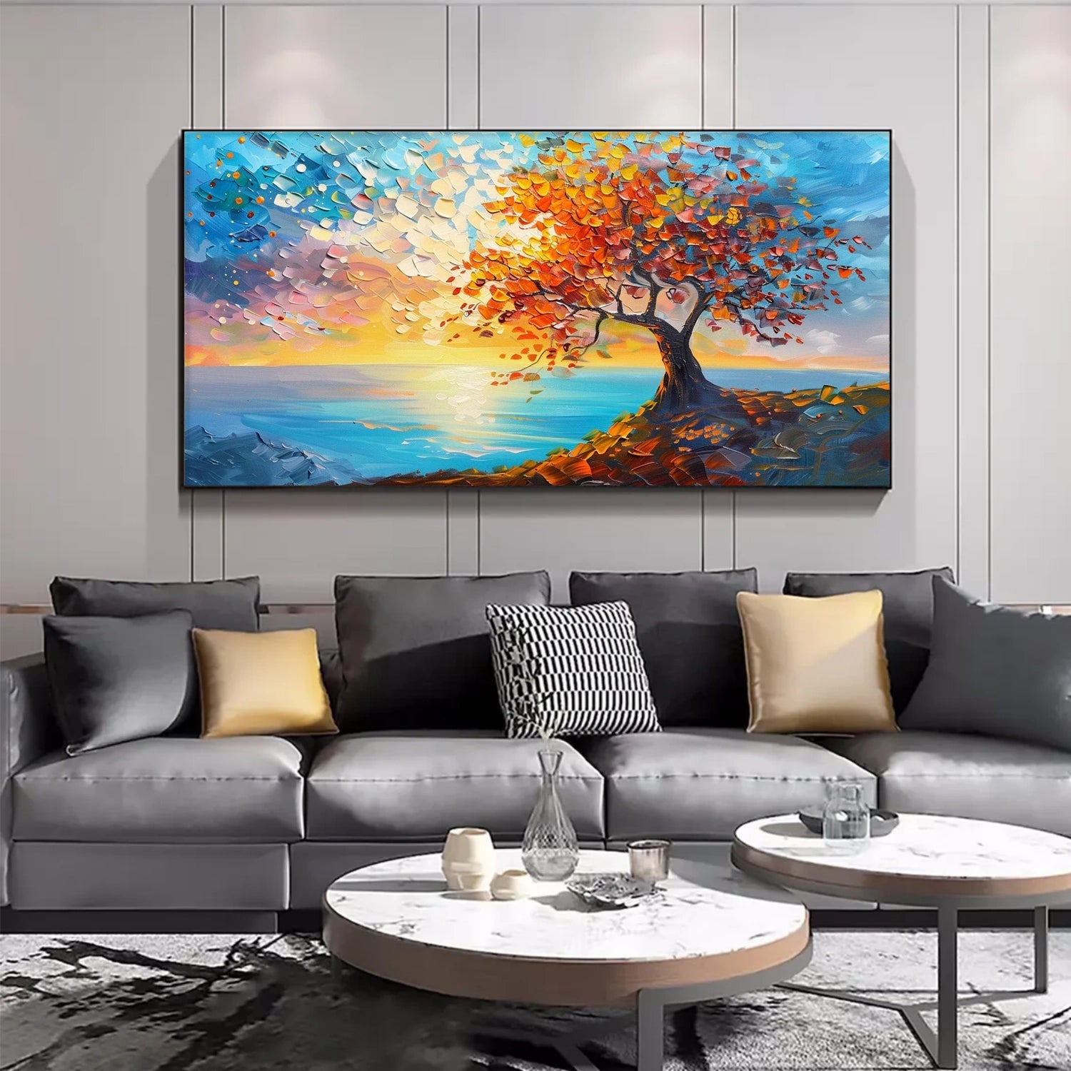 Colorful Tree Abstract Textured Wall Art #TP054