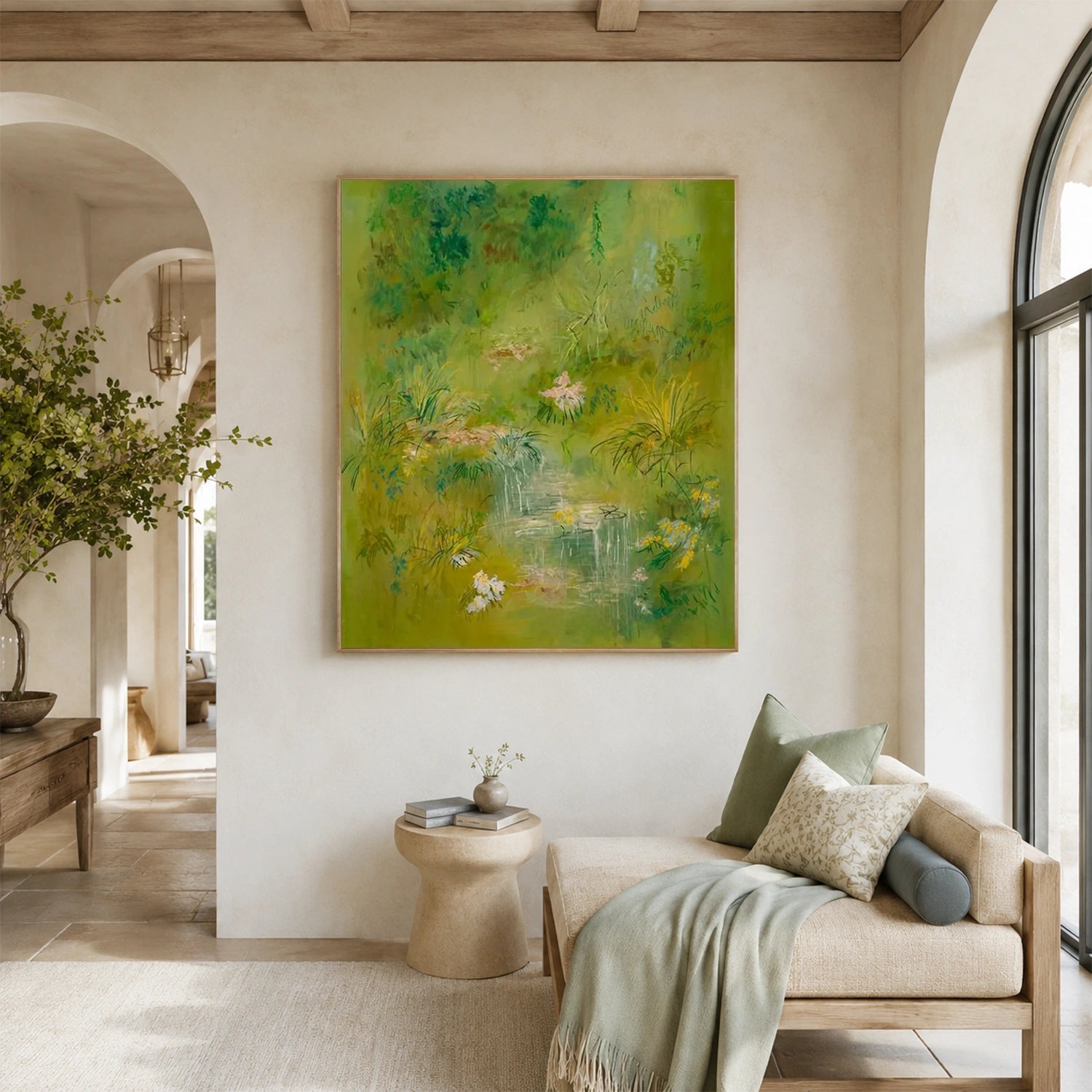 Green Flower Abstract Wall Art #FP207
