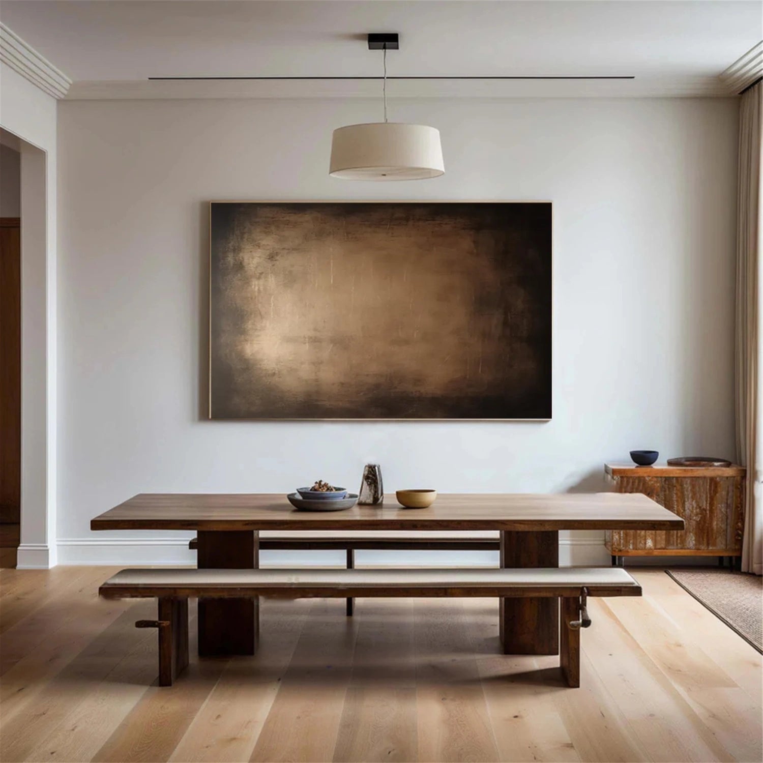 Beige and Black Abstract Canvas Wall art #AP216