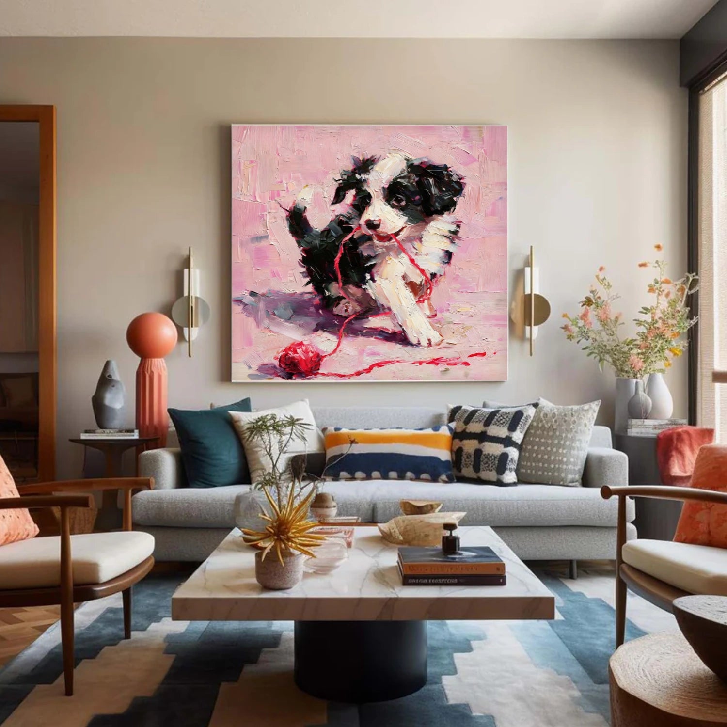 Abstract Animal Dog Textured Wall Art #AC092