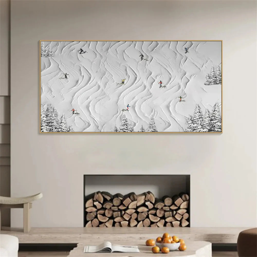 Skiing Sports Textured Painting Canvas #MS001