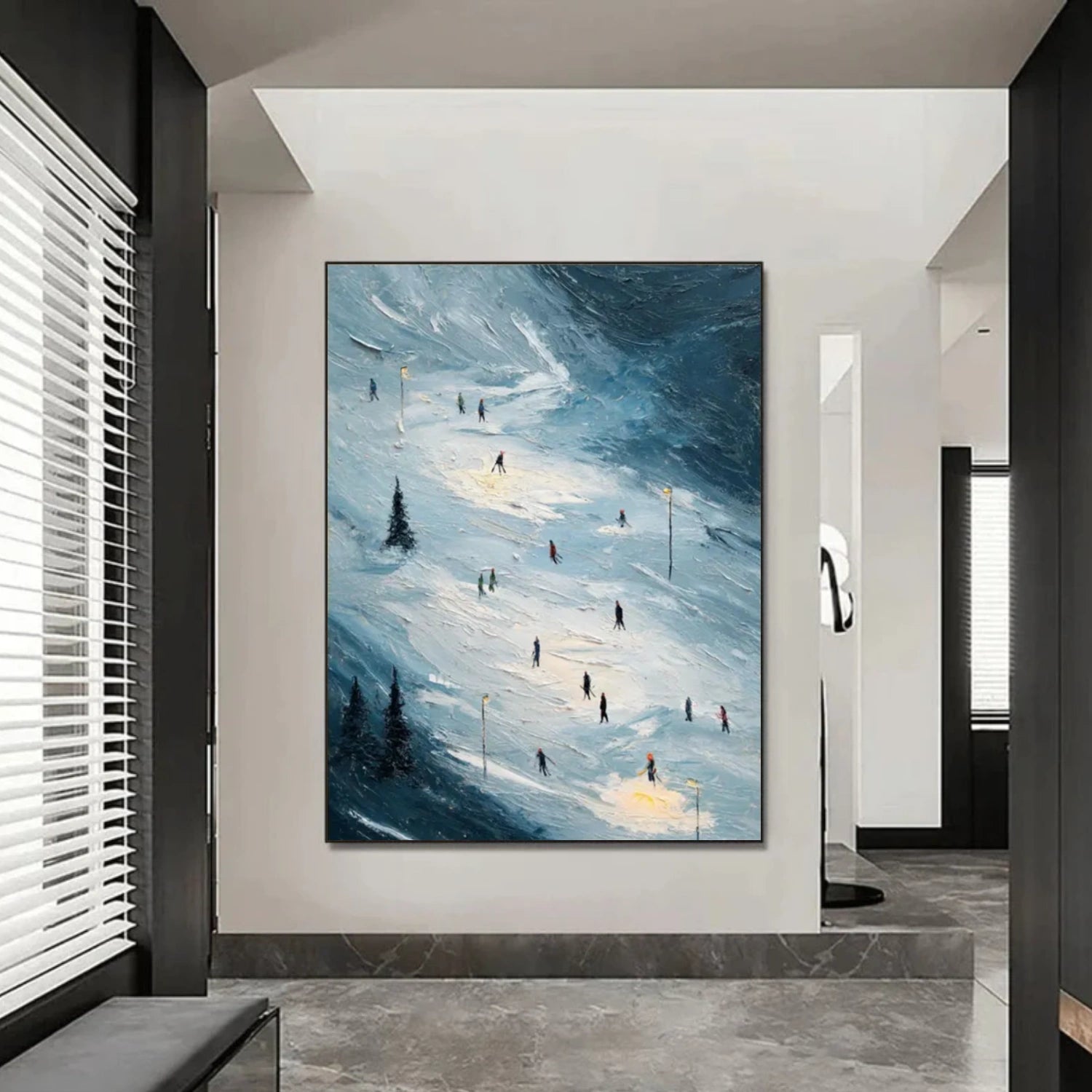 Skiing Sport Textured Wall Art #MS044