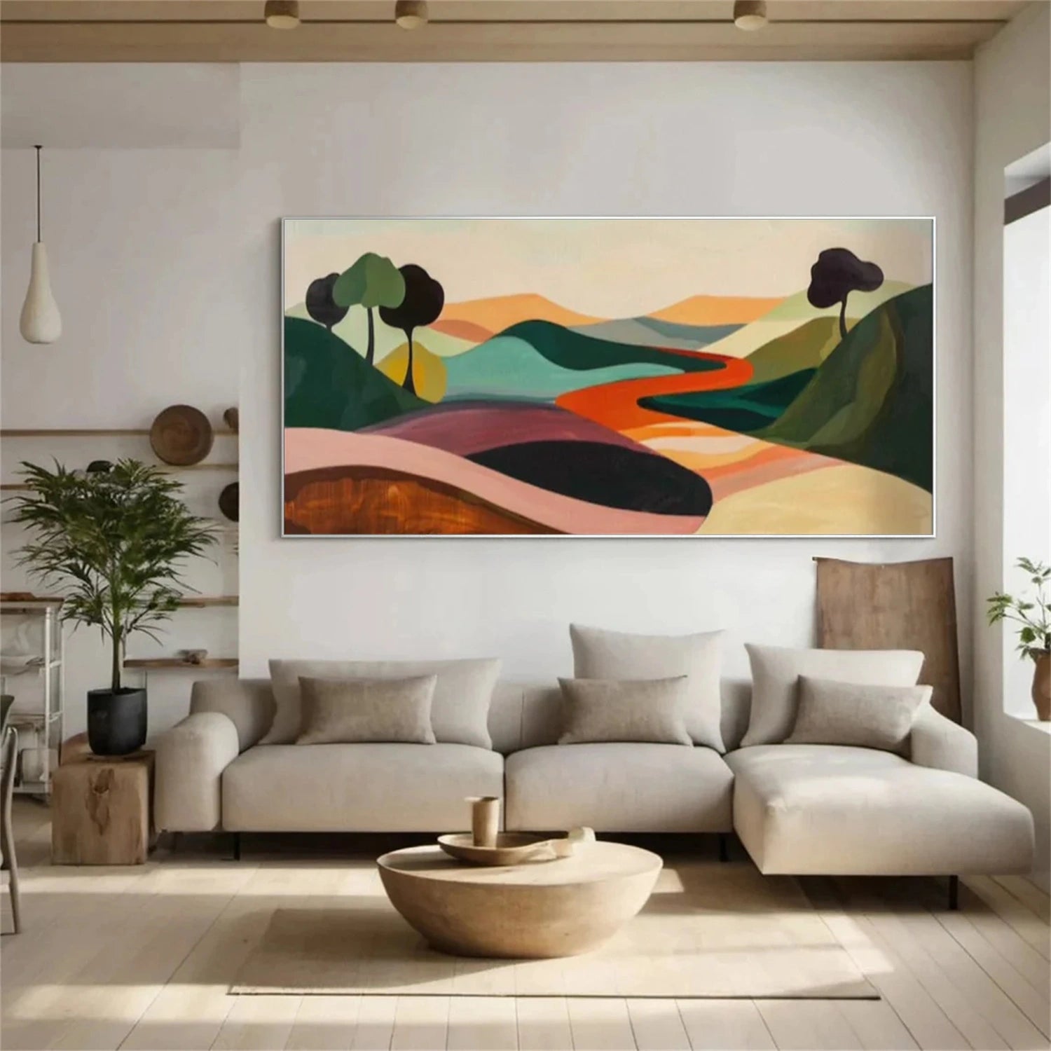 Colorful Abstract Mountain Canvas Art #MO019