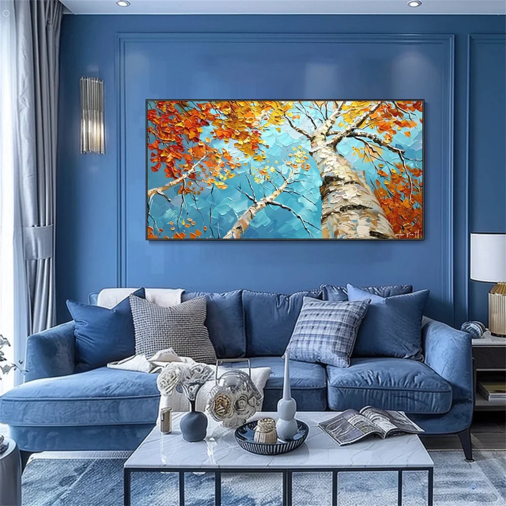 Flower And Tree Textured Painting Canvas #FT008