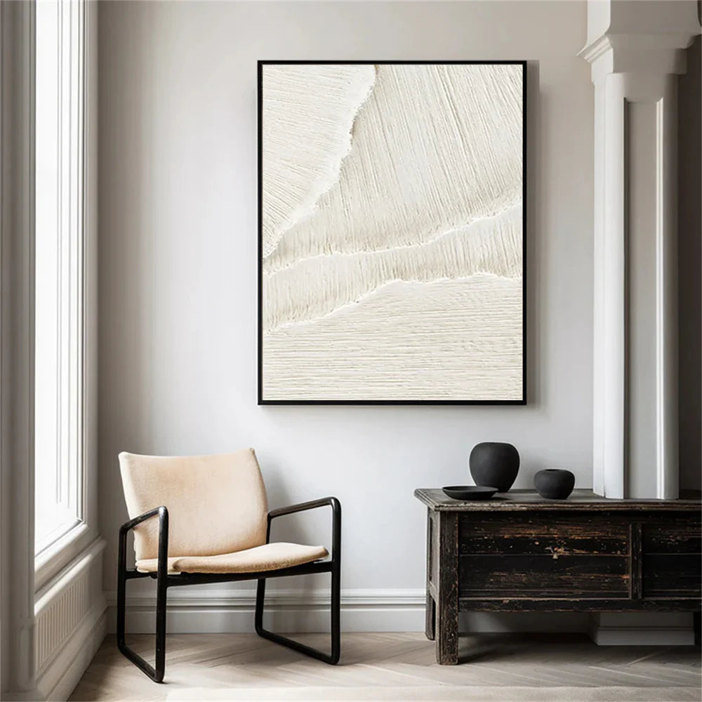 White Minimalist Textured Canvas #MT081