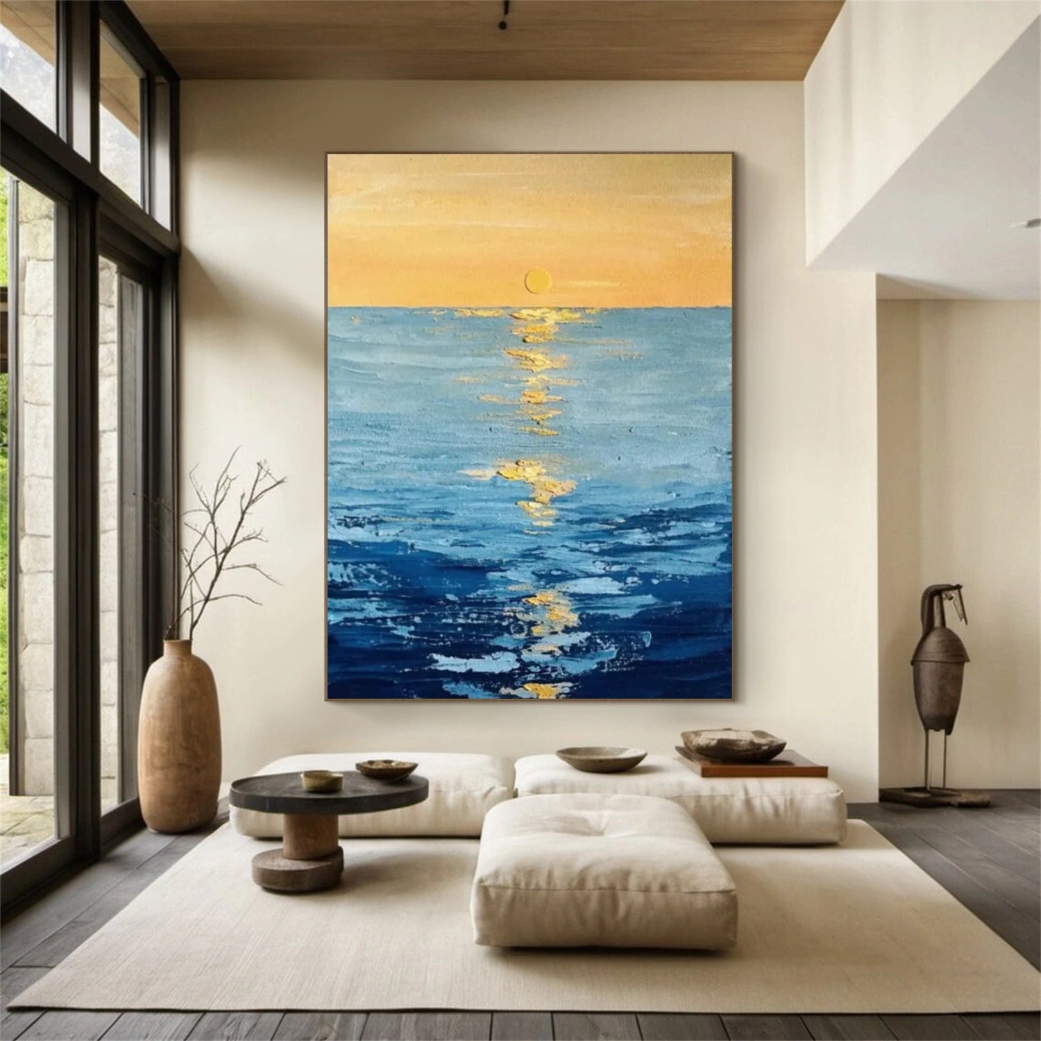 Ocean And Sky Abstract Textured Wall Art #OS078