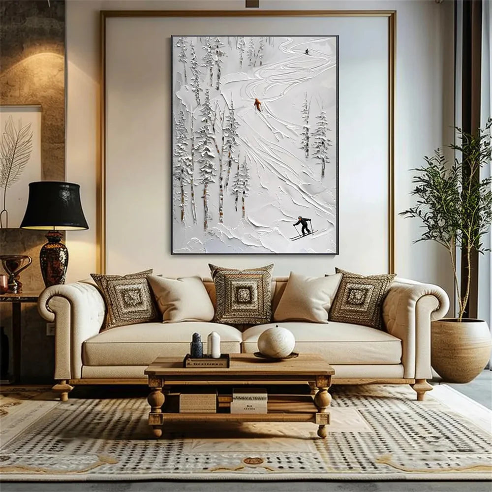 Skiing Sport Textured Wall Art #MS039