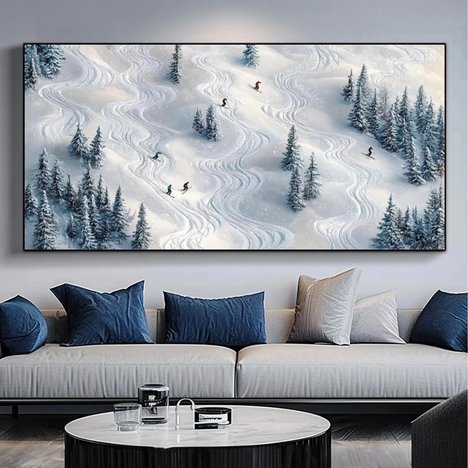 Skiing Sport Textured Wall Art #MS071